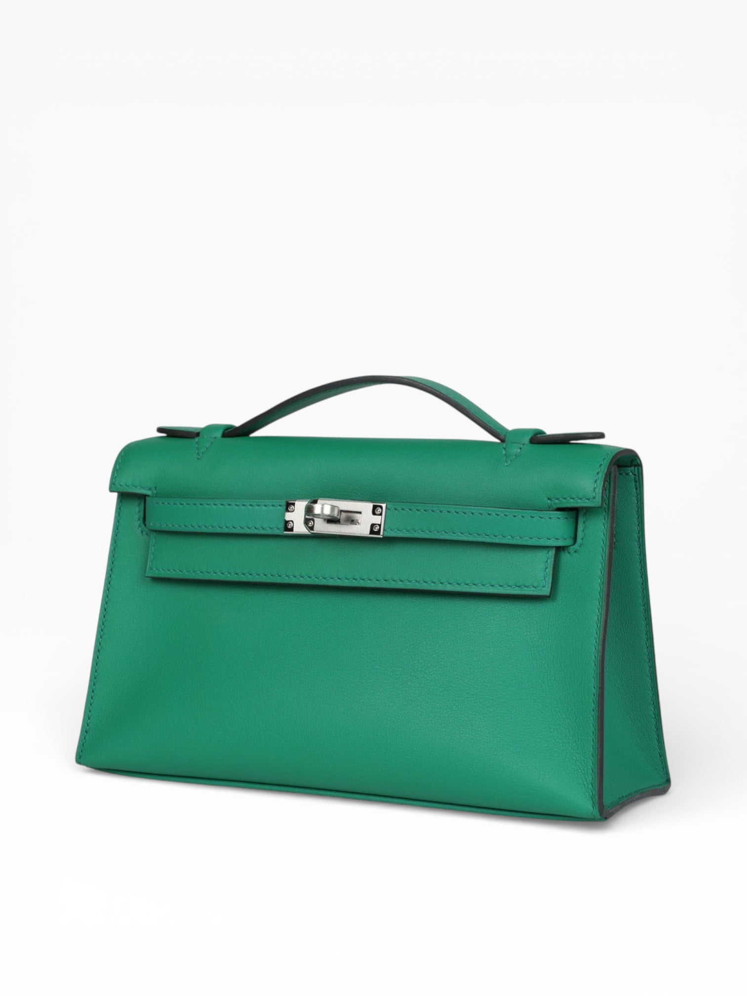 Hermès Kelly Pochette Vert Vertigo Swift Palladium Hardware