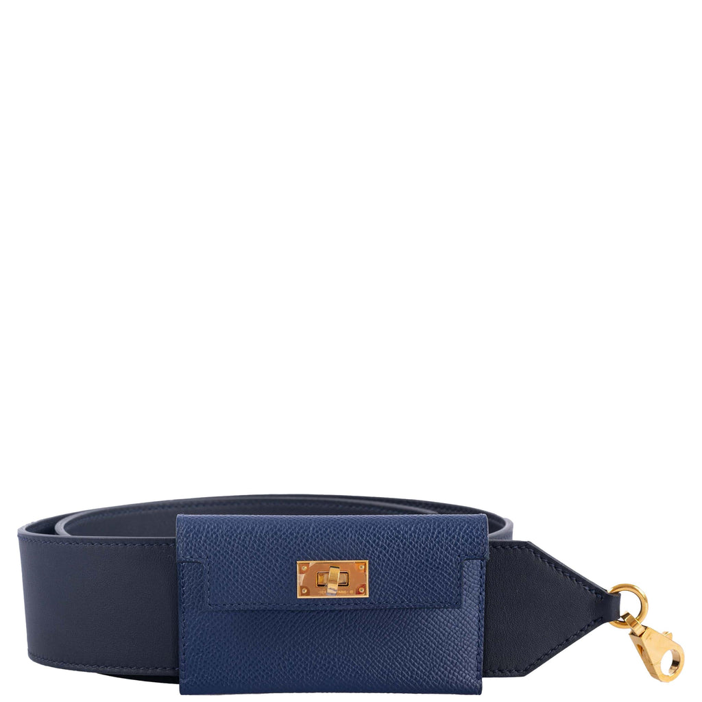 Hermes Kelly Pocket Belt Adjustable Black Epsom Leather Gold