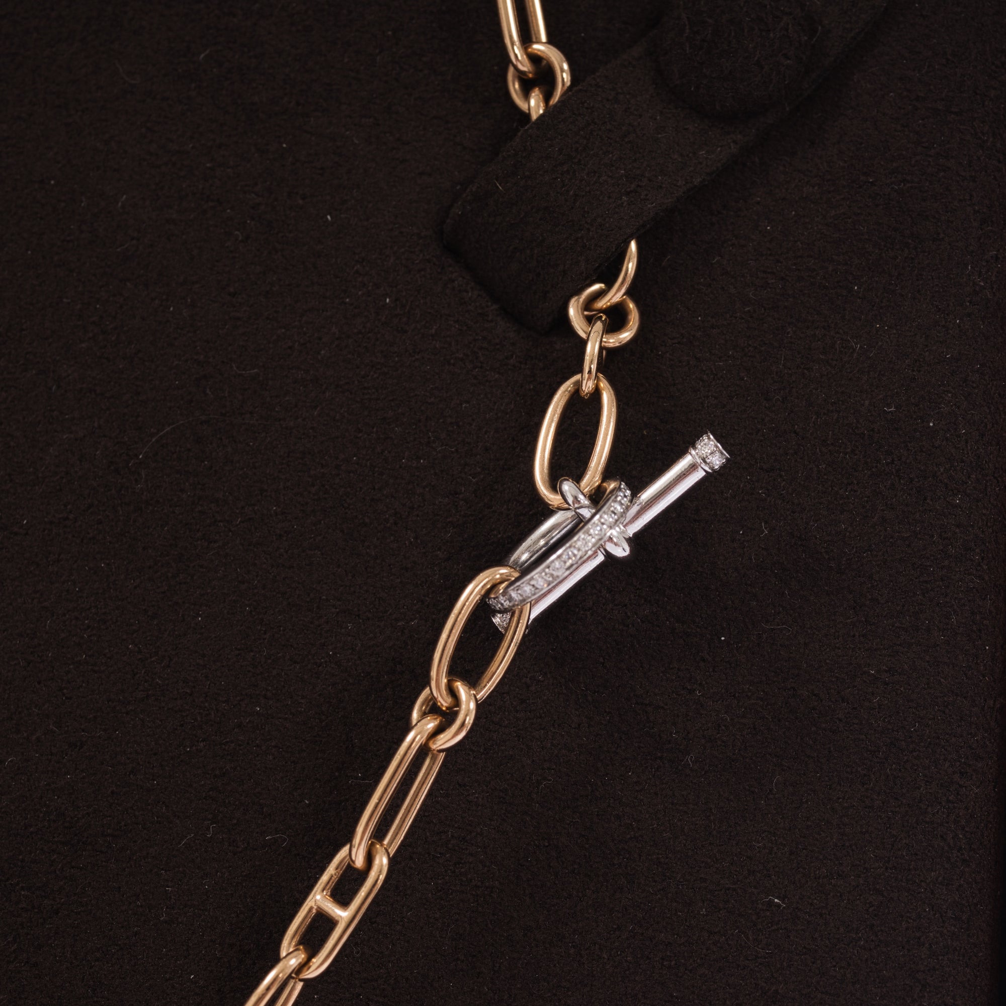 Hermès Kelly Bijou Précieux 18K Rose Gold Diamond Chain Mail Necklace