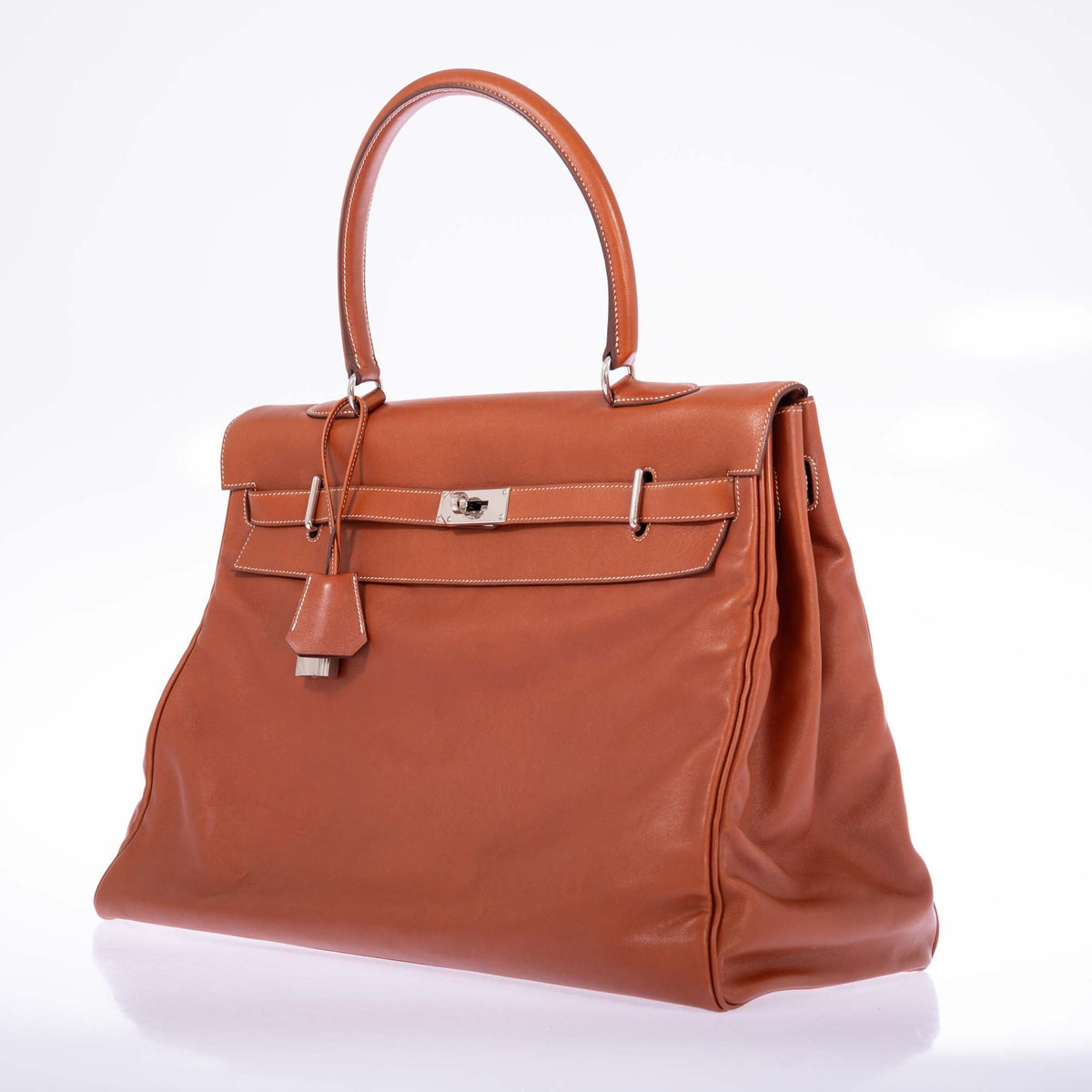 Hermès Kelly Relax 50 Fauve Swift Palladium Hardware