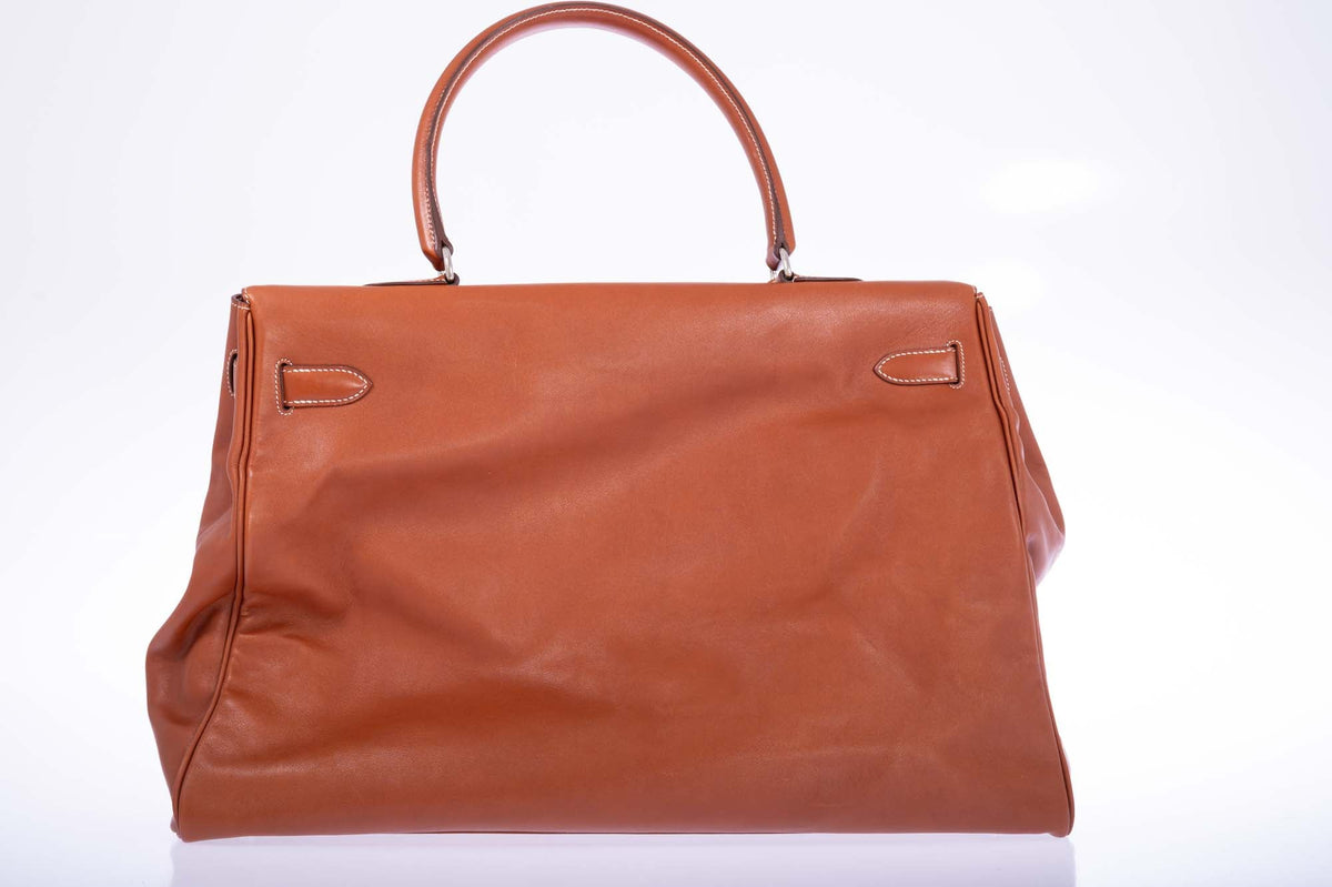 Hermès Kelly Relax 50 Fauve Swift Palladium Hardware