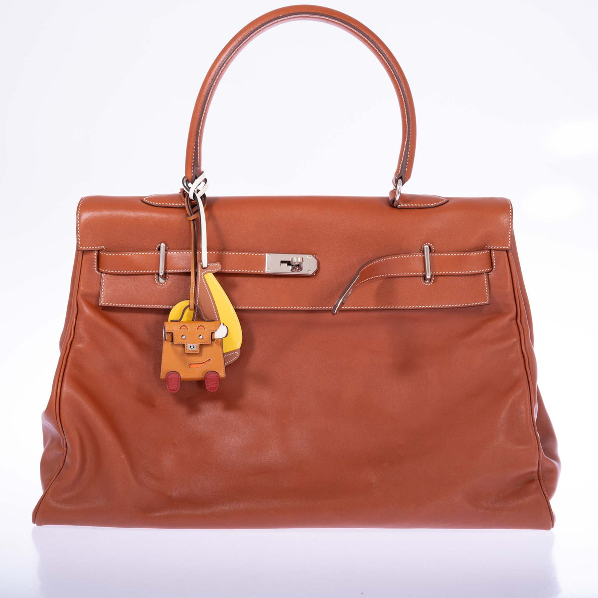 Hermès Kelly Relax 50 Fauve Swift Palladium Hardware