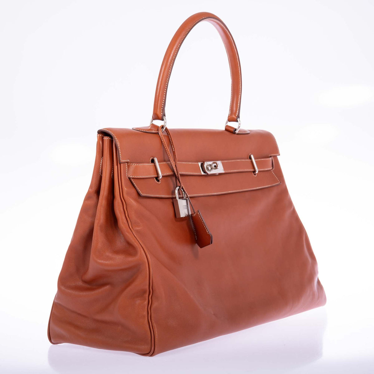 Hermès Kelly Relax 50 Fauve Swift Palladium Hardware