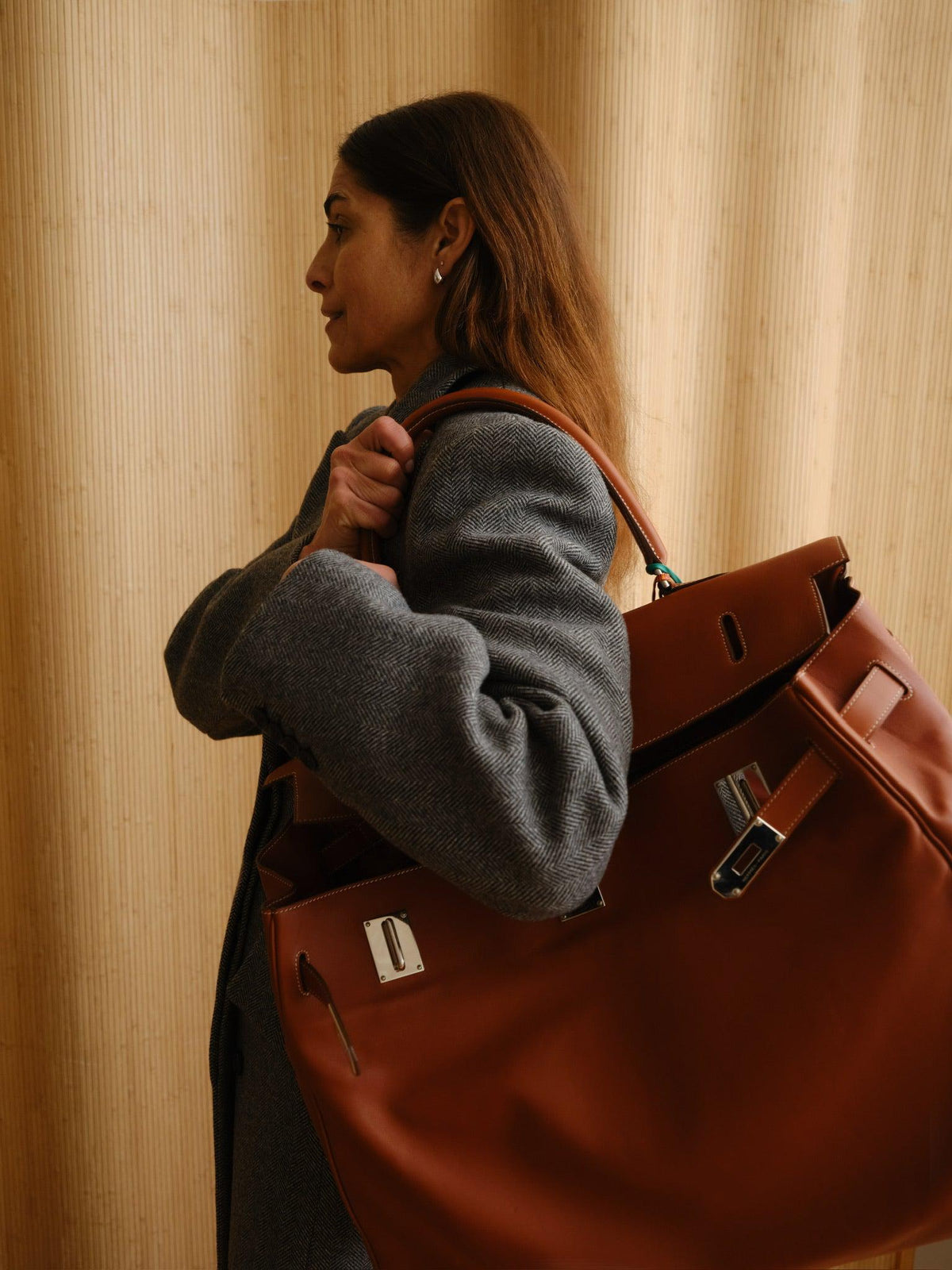 Hermès Kelly Relax 50 Fauve Swift Palladium Hardware