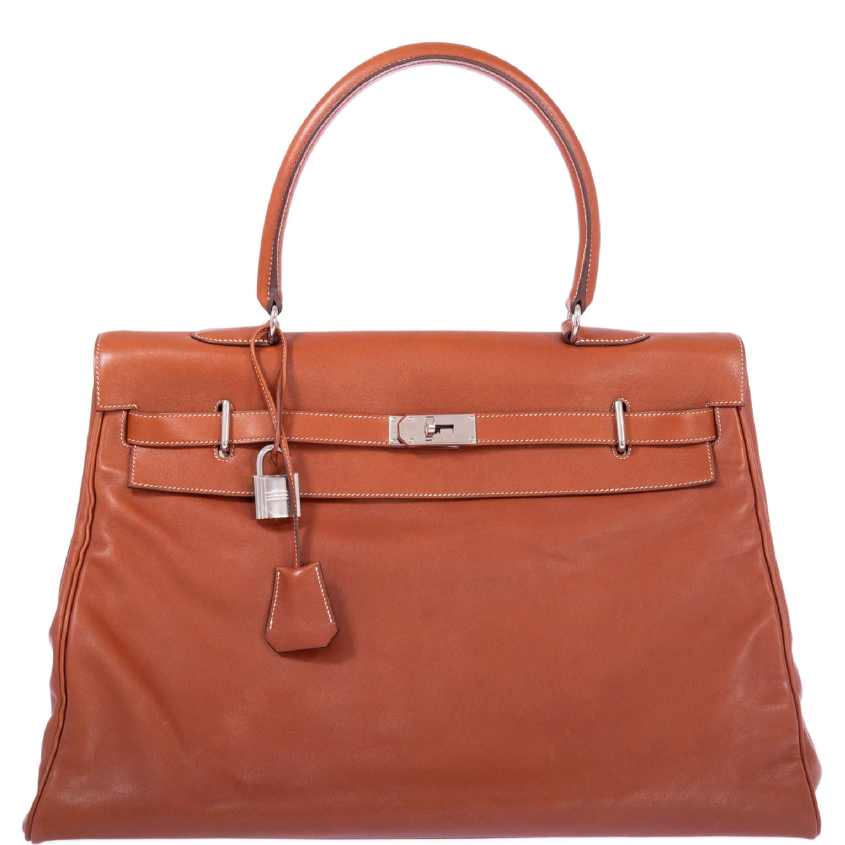 Hermès Kelly Relax 50 Fauve Swift Palladium Hardware
