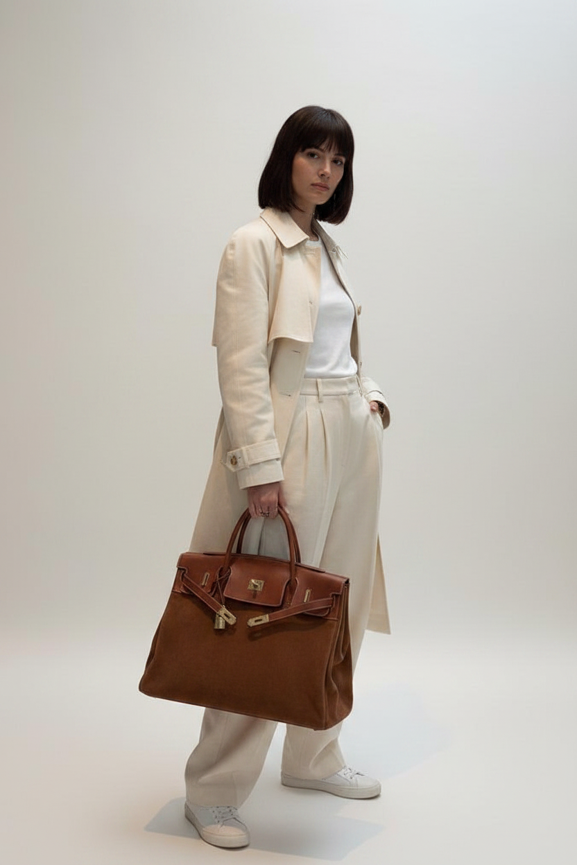 Hermès Kelly Relax 50 Gold Barenia/Grizzly Gold Hardware