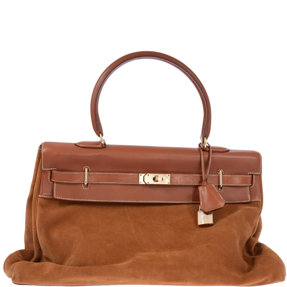 Hermès Kelly Relax 50 Gold Barenia/Grizzly Gold Hardware