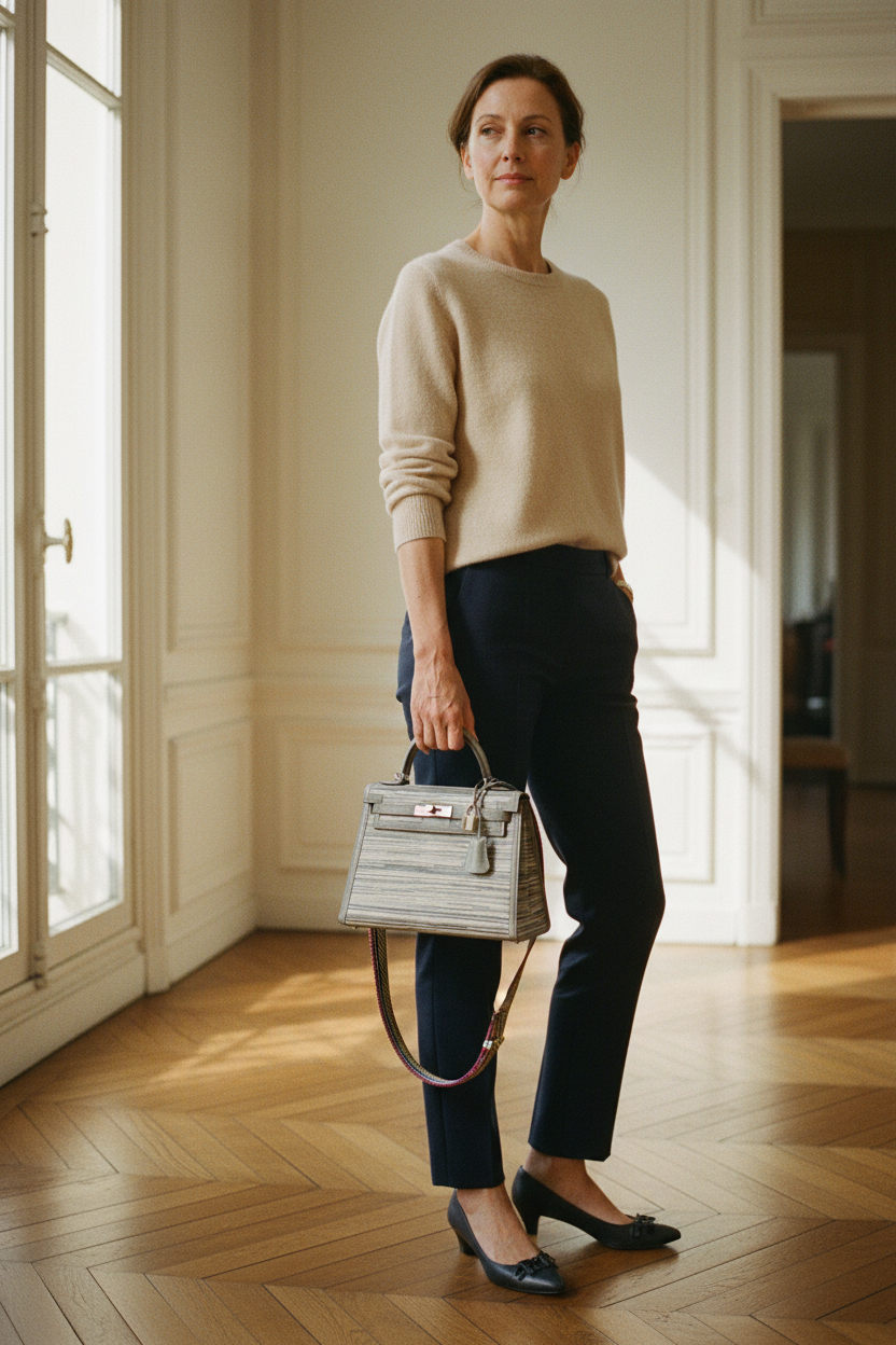 Hermès Kelly Sellier 25 Vibrato & Gris Tourterelle Box Calf Palladium Hardware