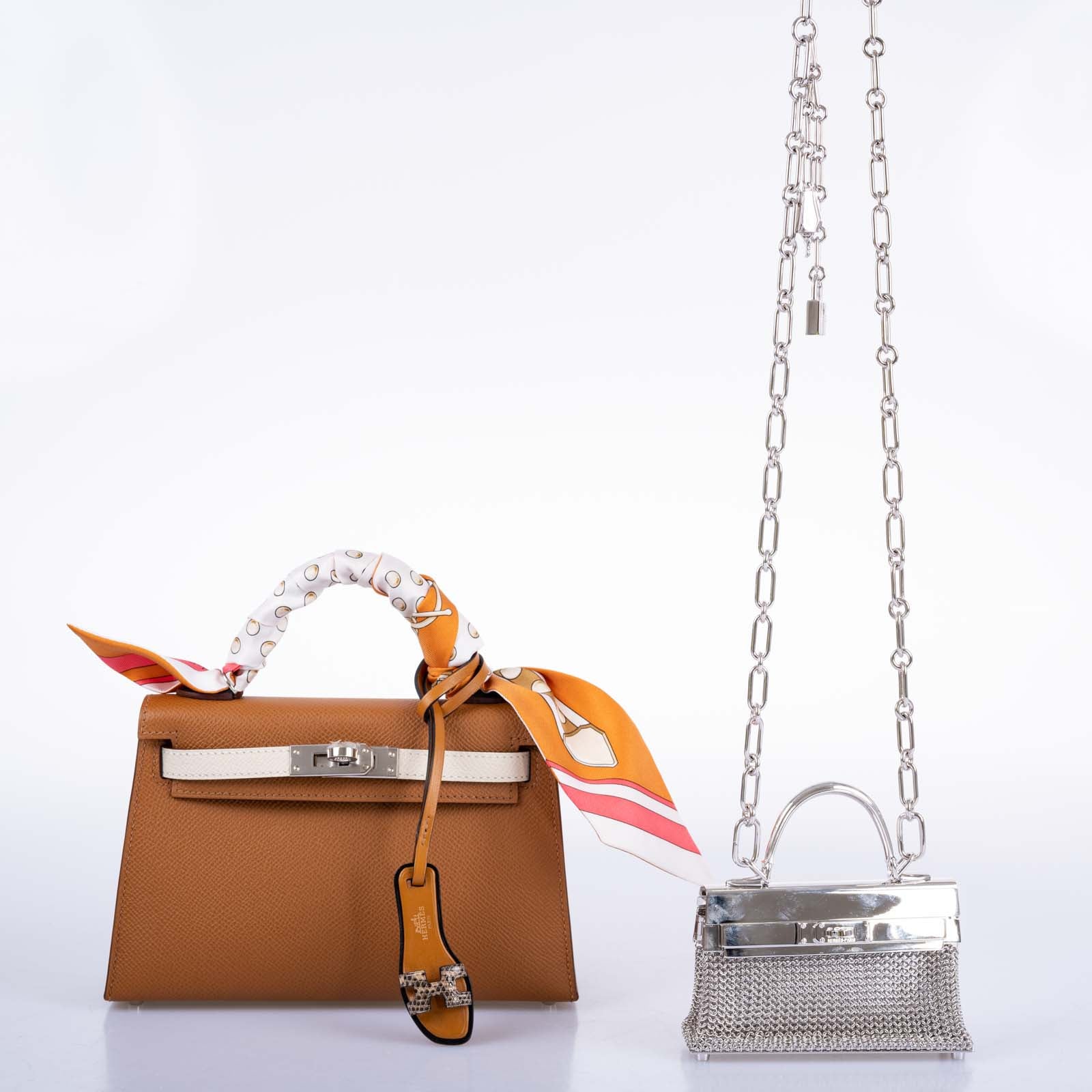 Hermès Kelly Sterling Silver Sac Bijou Chaine Bag