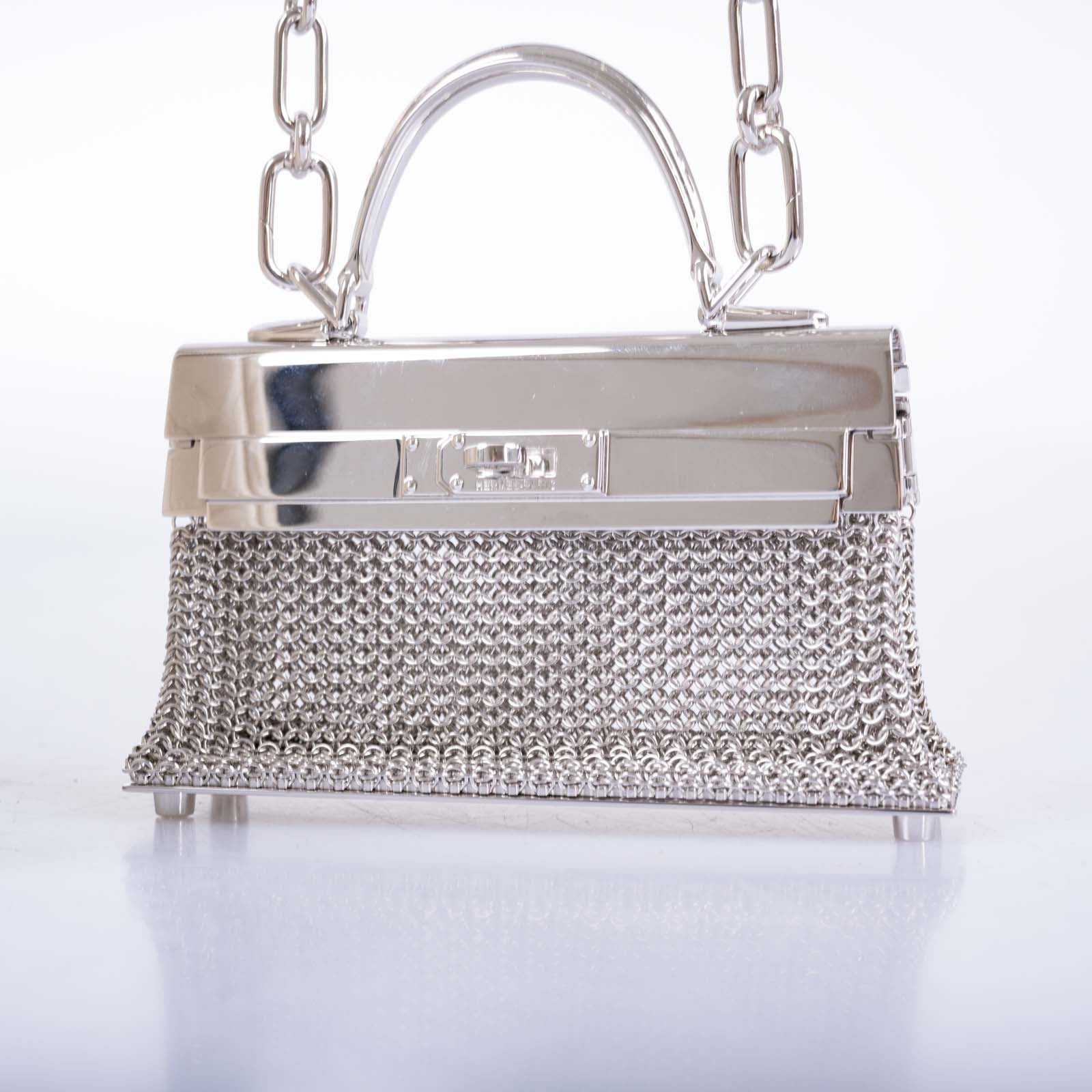 Hermès Kelly Sterling Silver Sac Bijou Chaine Bag