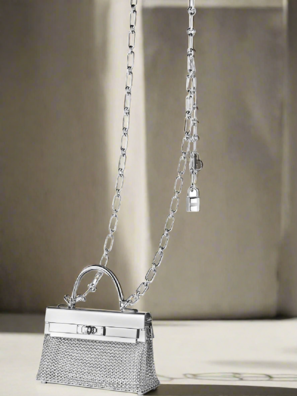 Hermès Kelly Sterling Silver Sac Bijou Chaine Bag