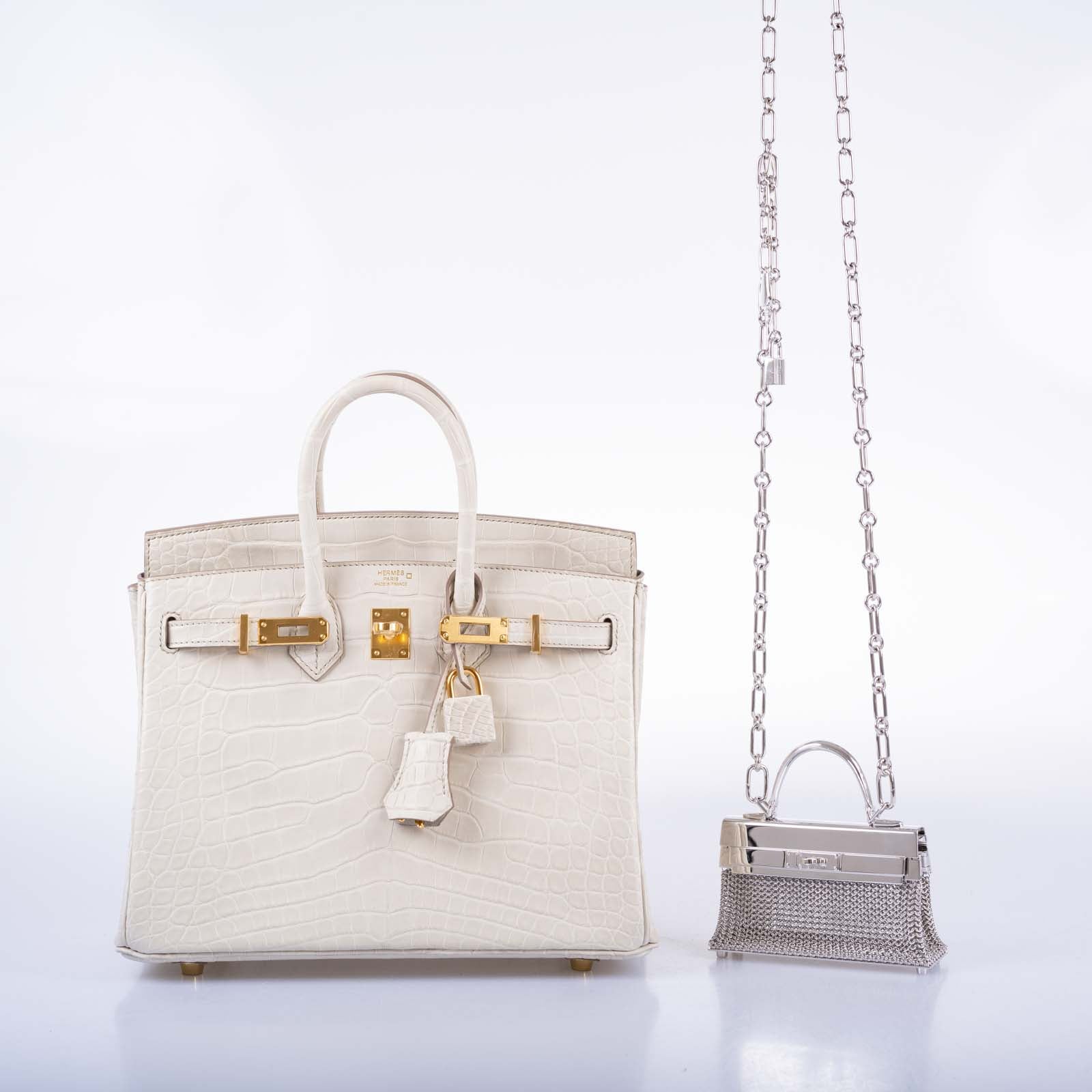 Hermès Kelly Sterling Silver Sac Bijou Chaine Bag