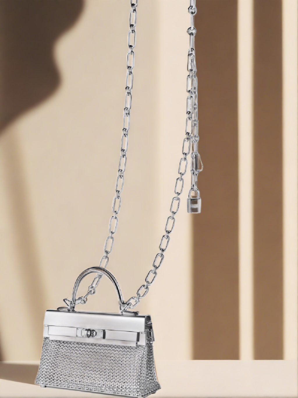 Hermès Kelly Sterling Silver Sac Bijou Chaine Bag