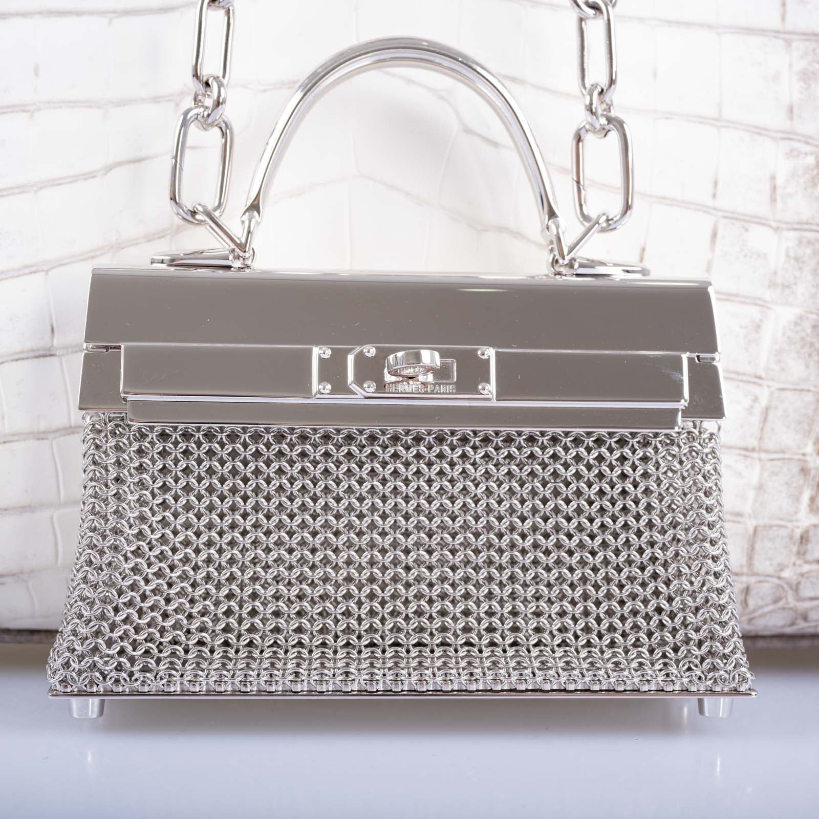 Hermès Kelly Sterling Silver Sac Bijou Chaine Bag