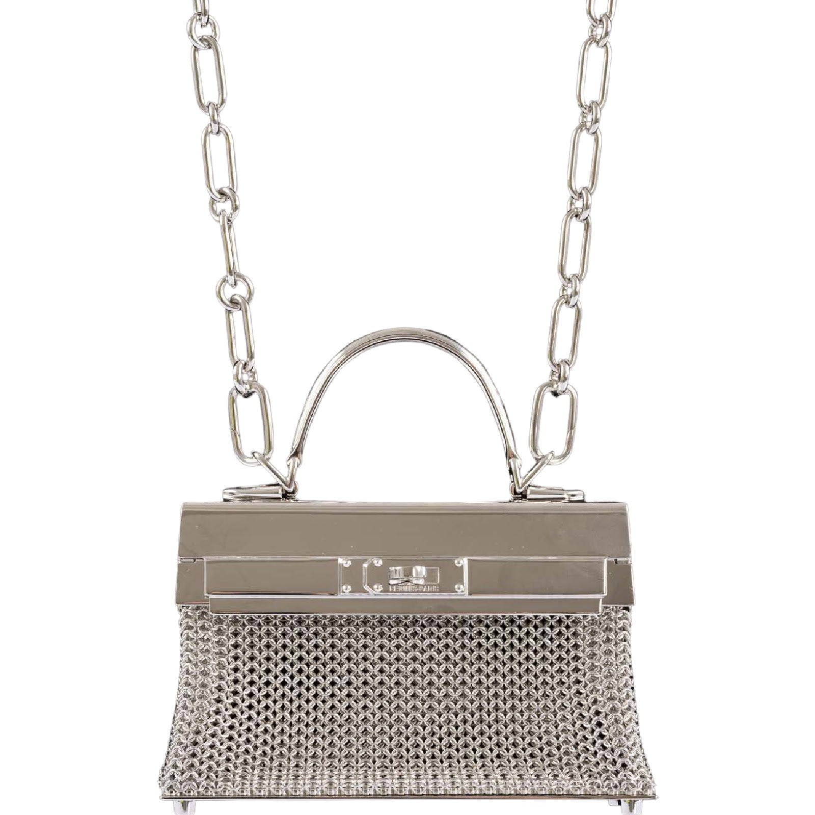 Hermès Kelly Sterling Silver Sac Bijou Chaine Bag