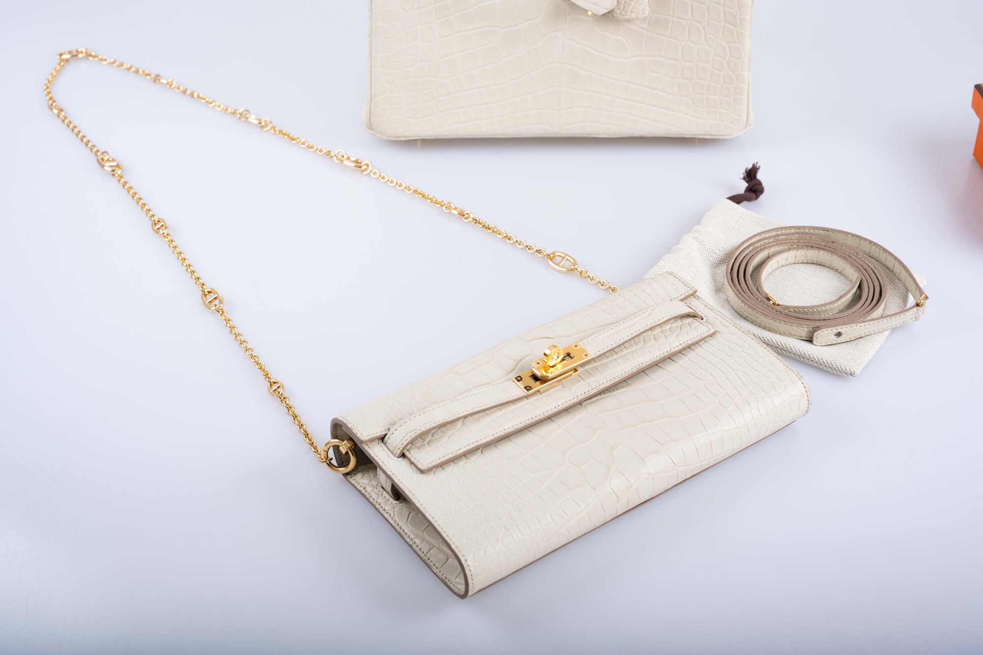 Hermès Kelly To Go Wallet Beton Matte Alligator Gold Hardware