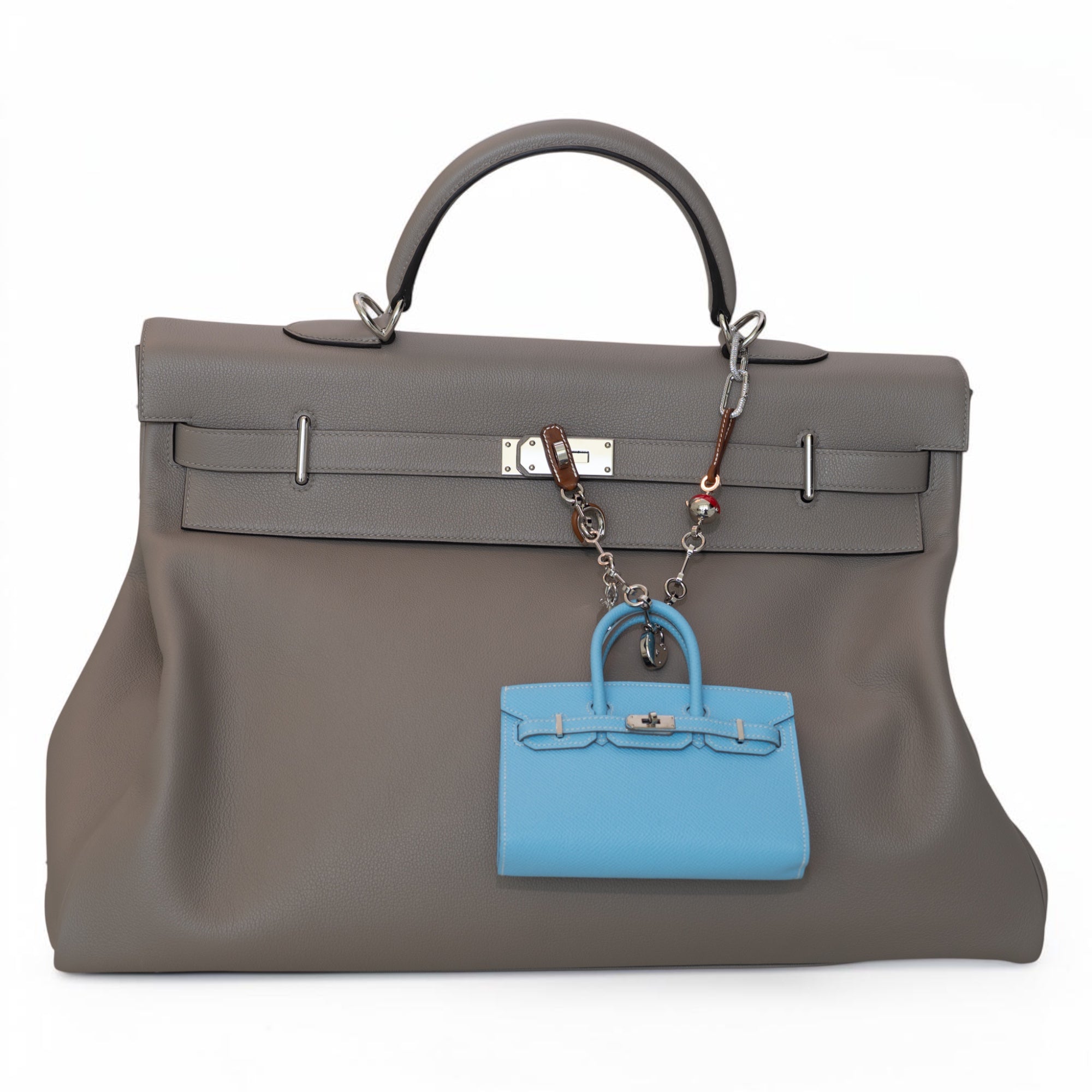 Hermès Kelly Voyage 50 Grey Togo Palladium Hardware