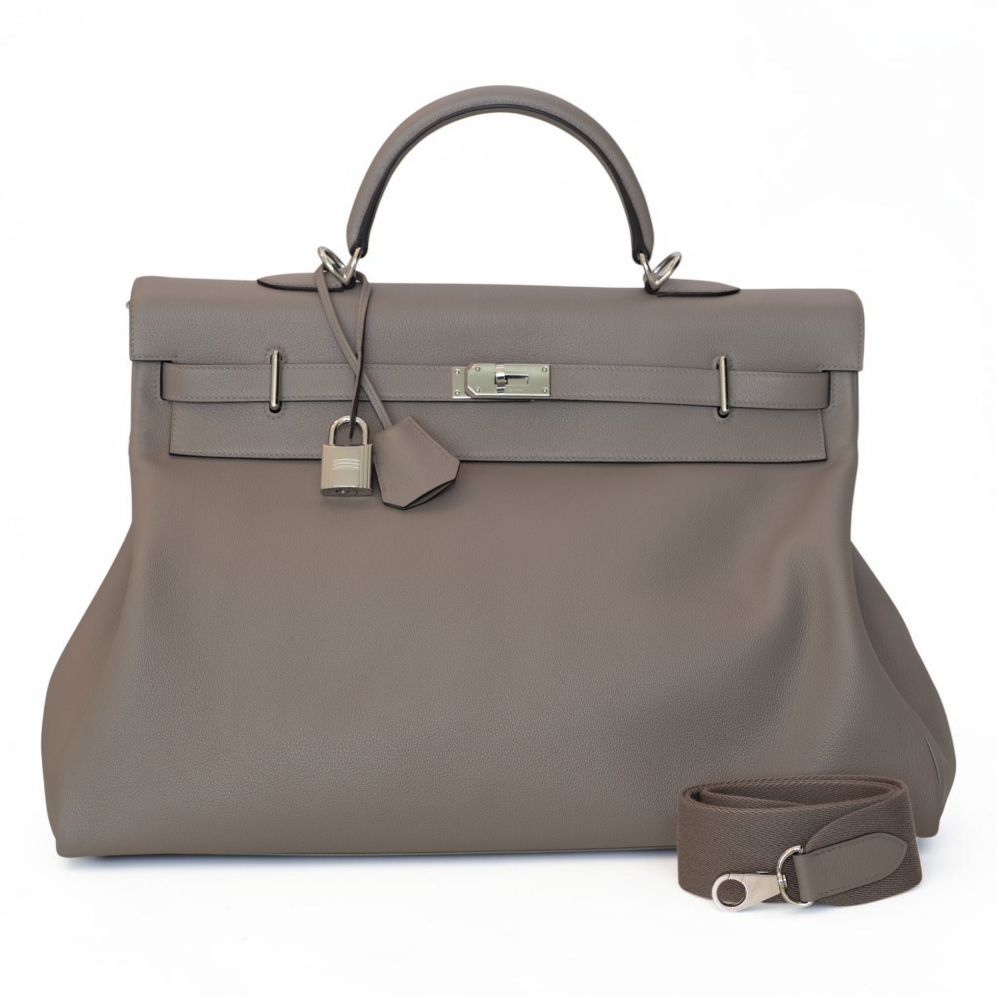 Hermès Kelly Voyage 50 Grey Togo Palladium Hardware