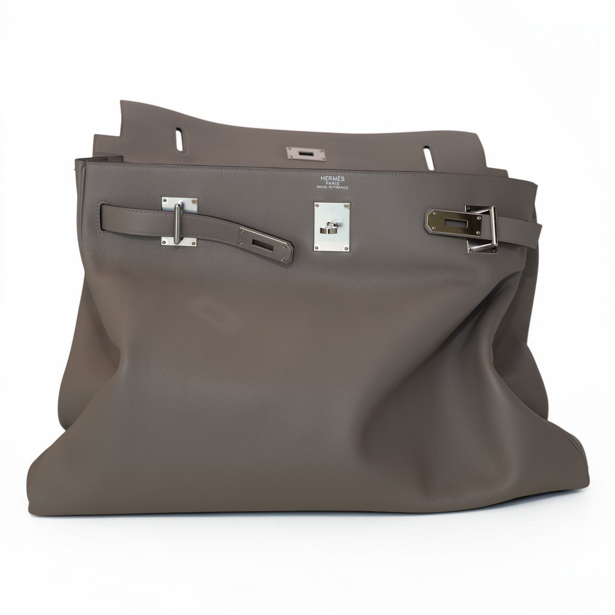 Hermès Kelly Voyage 50 Grey Togo Palladium Hardware