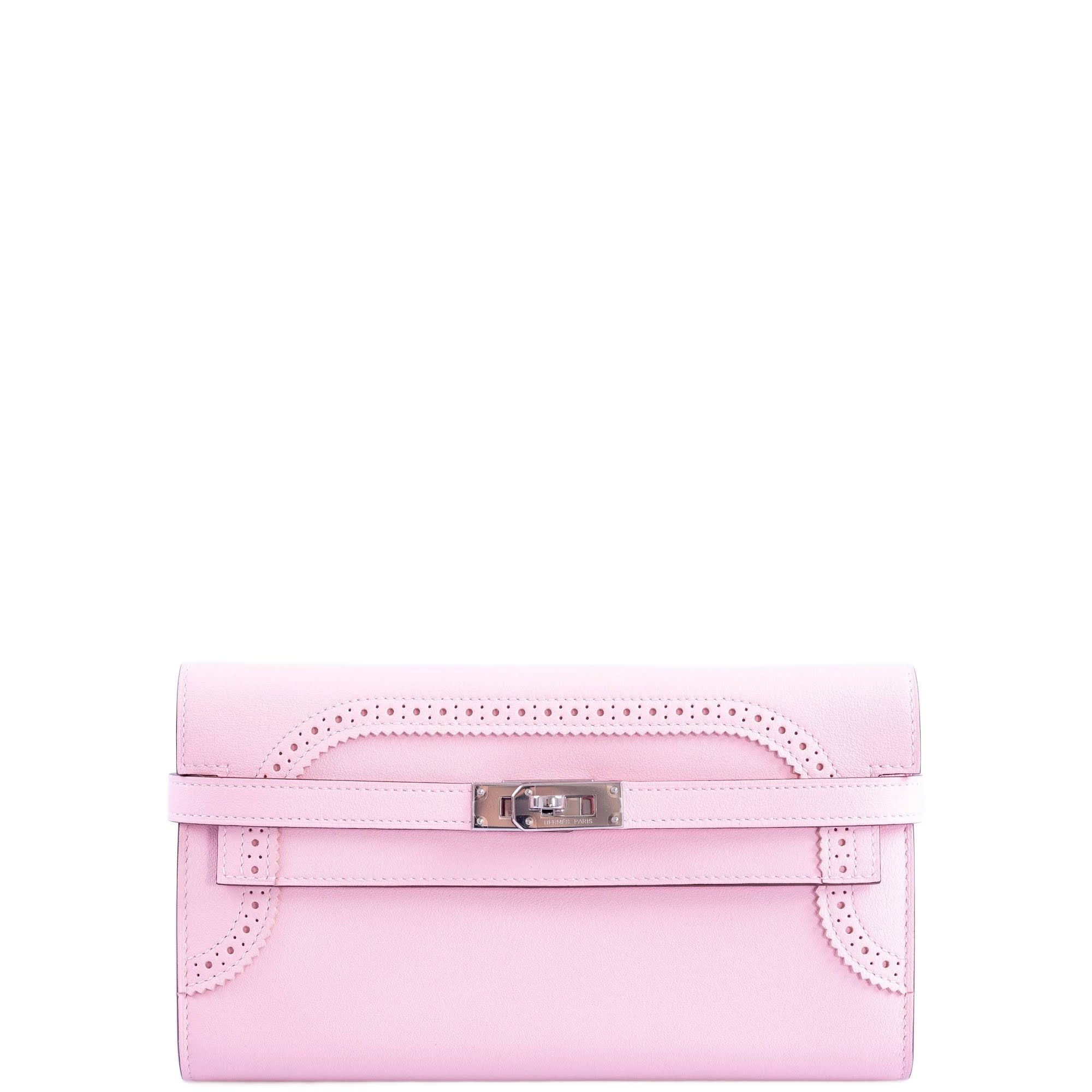 Hermès Kelly Wallet "Ghillies" Limited Edition Rose Sakura Swift Palladium Hardware