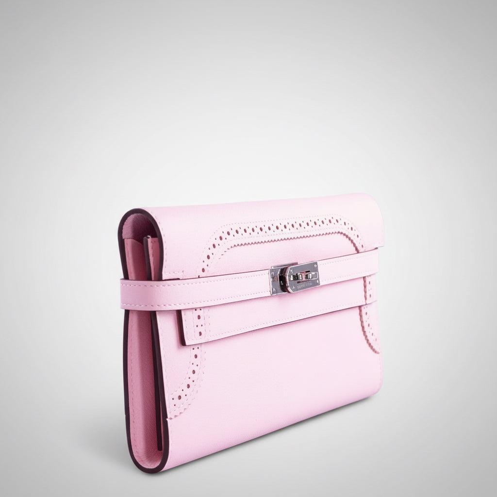 Hermès Kelly Wallet Ghillies Rose Sakura Swift Palladium Hardware