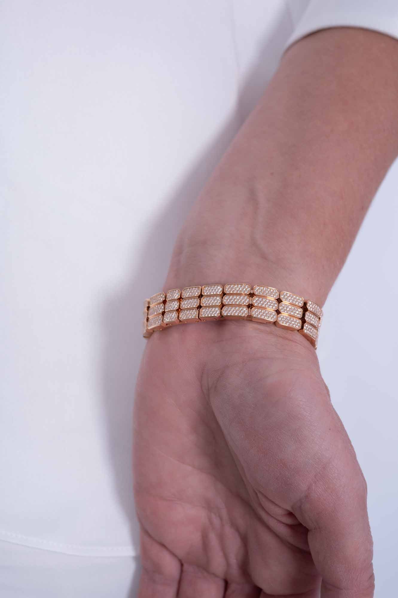 Hermès Kelly Watch High Jewelry Full Diamond Pavé Rose Gold 3-Piece Set