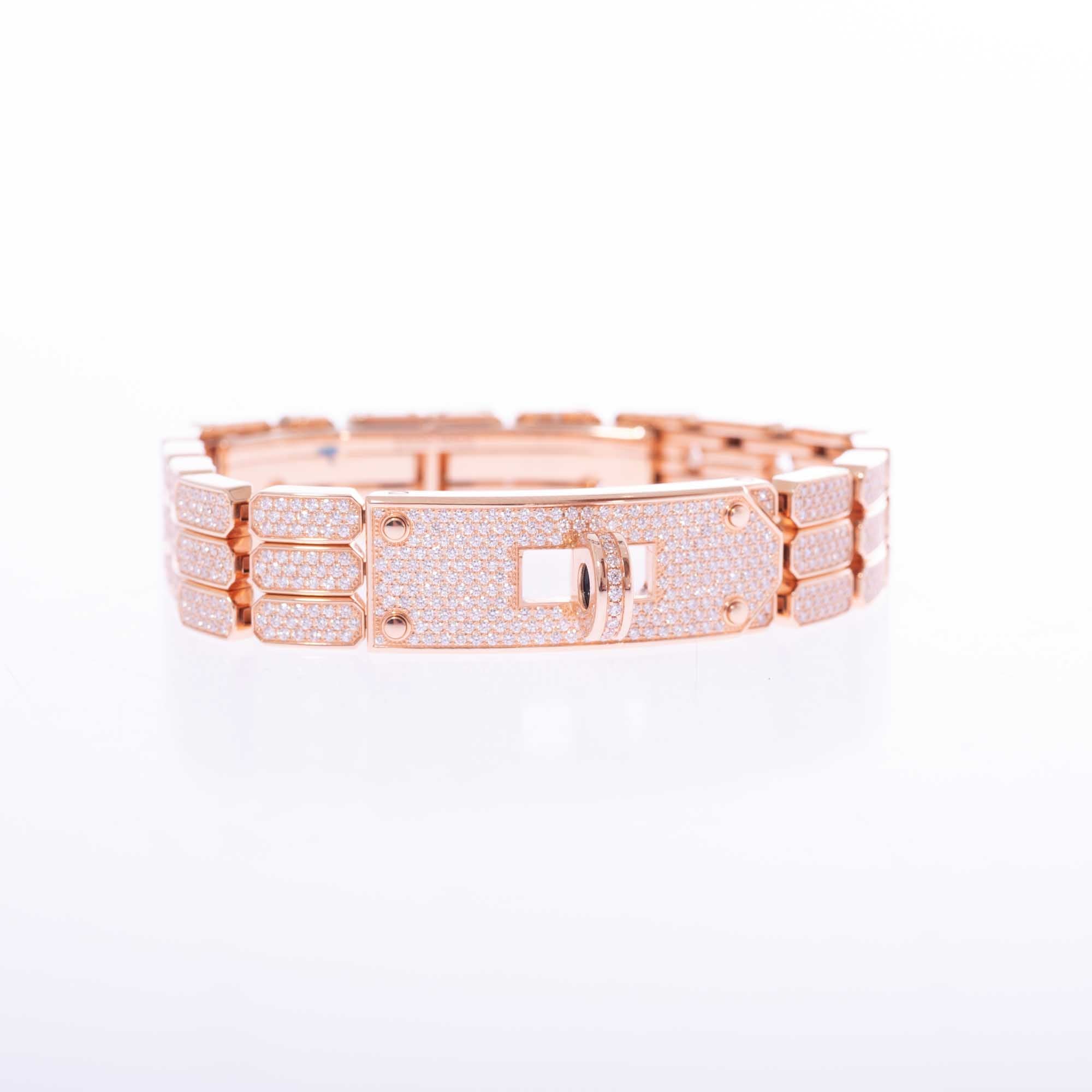 Hermès Kelly Watch High Jewelry Full Diamond Pavé Rose Gold 3-Piece Set