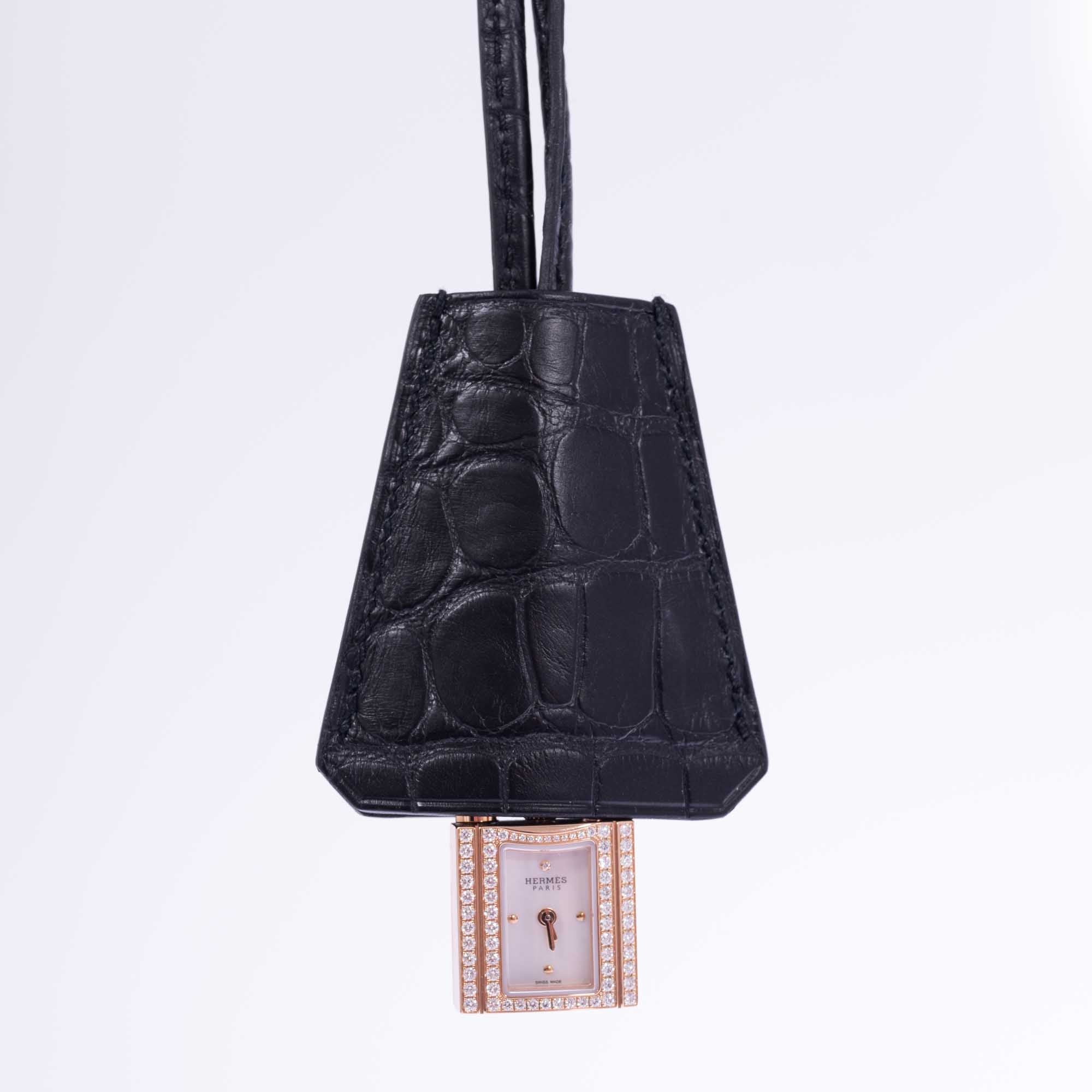 Hermès Kelly Watch High Jewelry Full Diamond Pavé Rose Gold 3-Piece Set