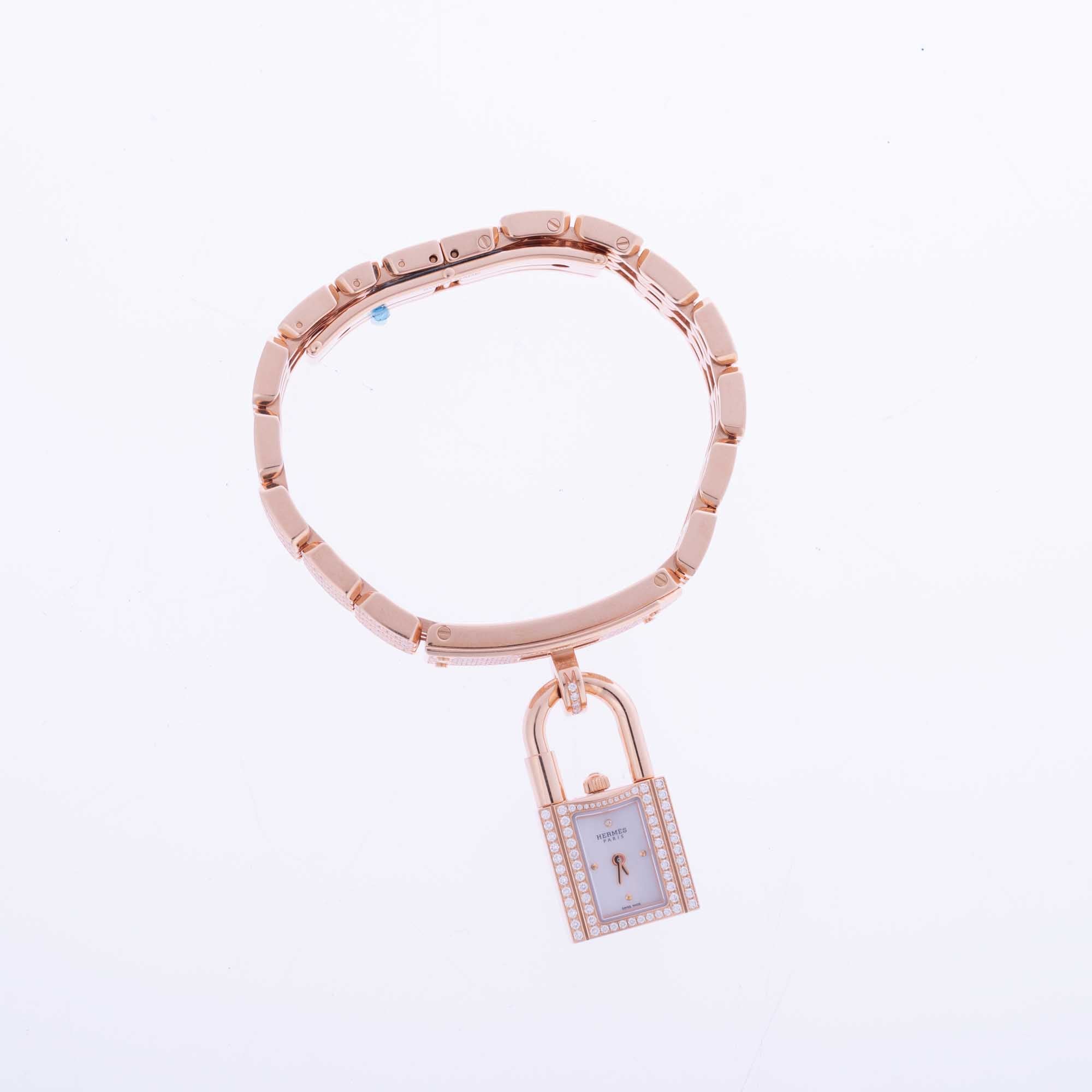 Hermès Kelly Watch High Jewelry Full Diamond Pavé Rose Gold 3-Piece Set