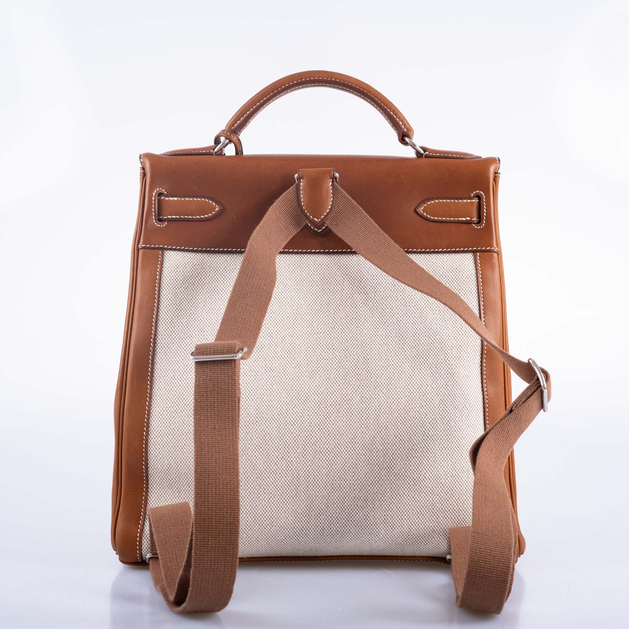 Hermès Kelly a Dos Backpack Barenia And Toile Palladium Hardware