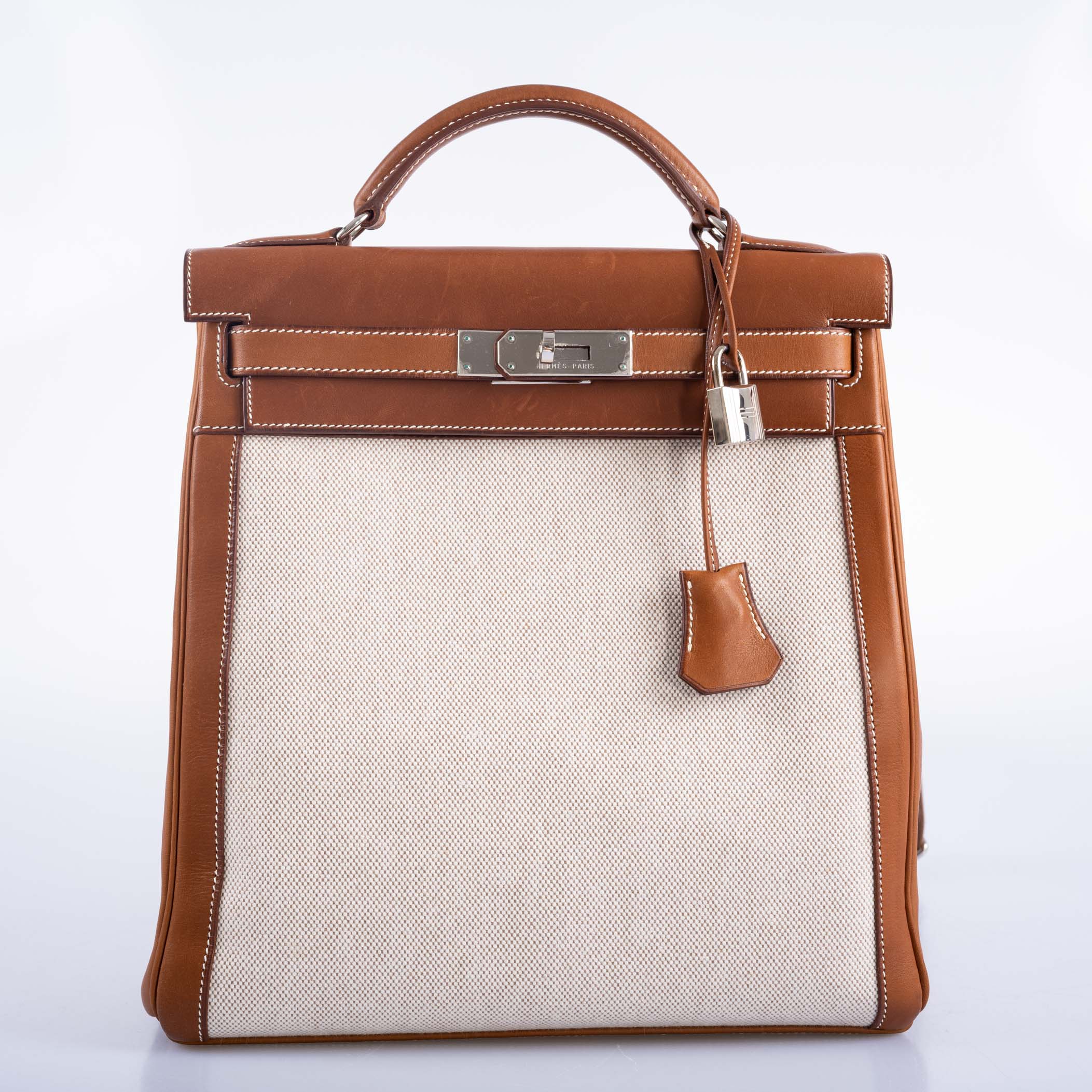 Hermès Kelly a Dos Backpack Barenia And Toile Palladium Hardware