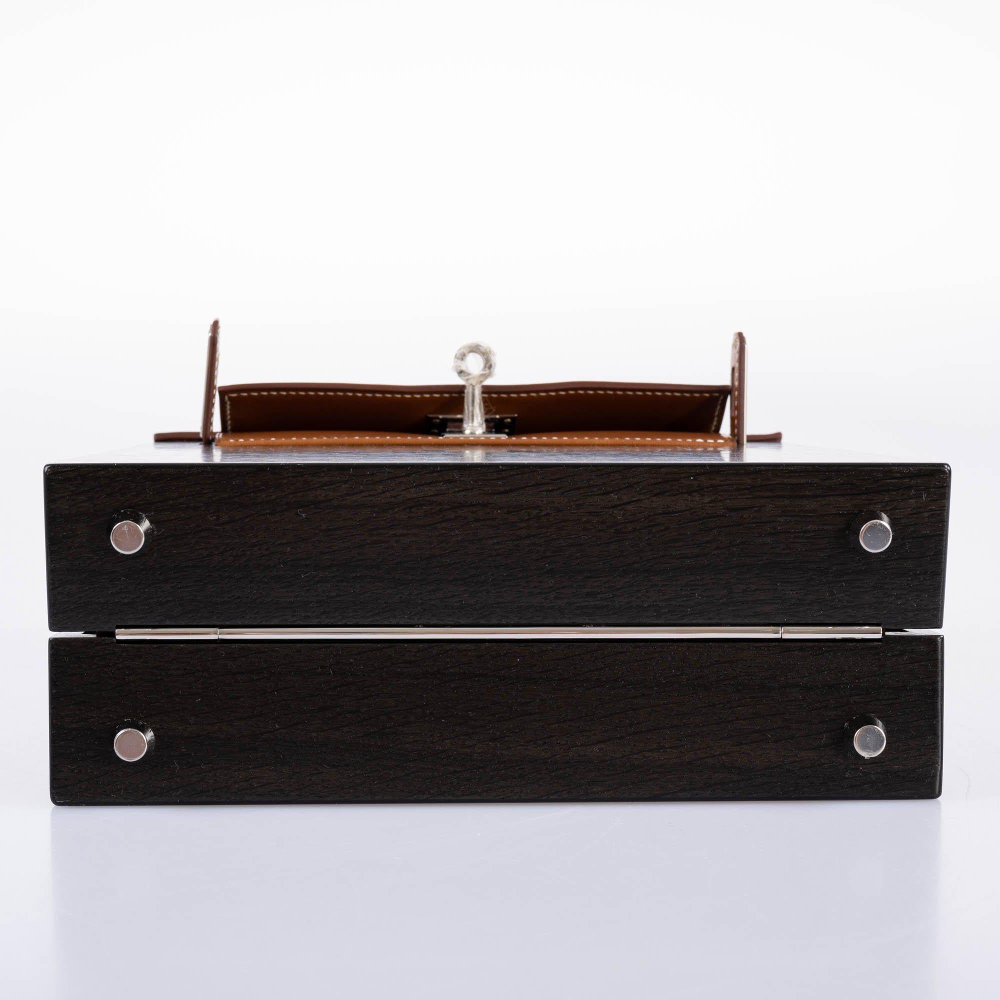 Hermès Kellywood 22 Bog Oak, Aluminum & Barenia Leather Palladium Hardware