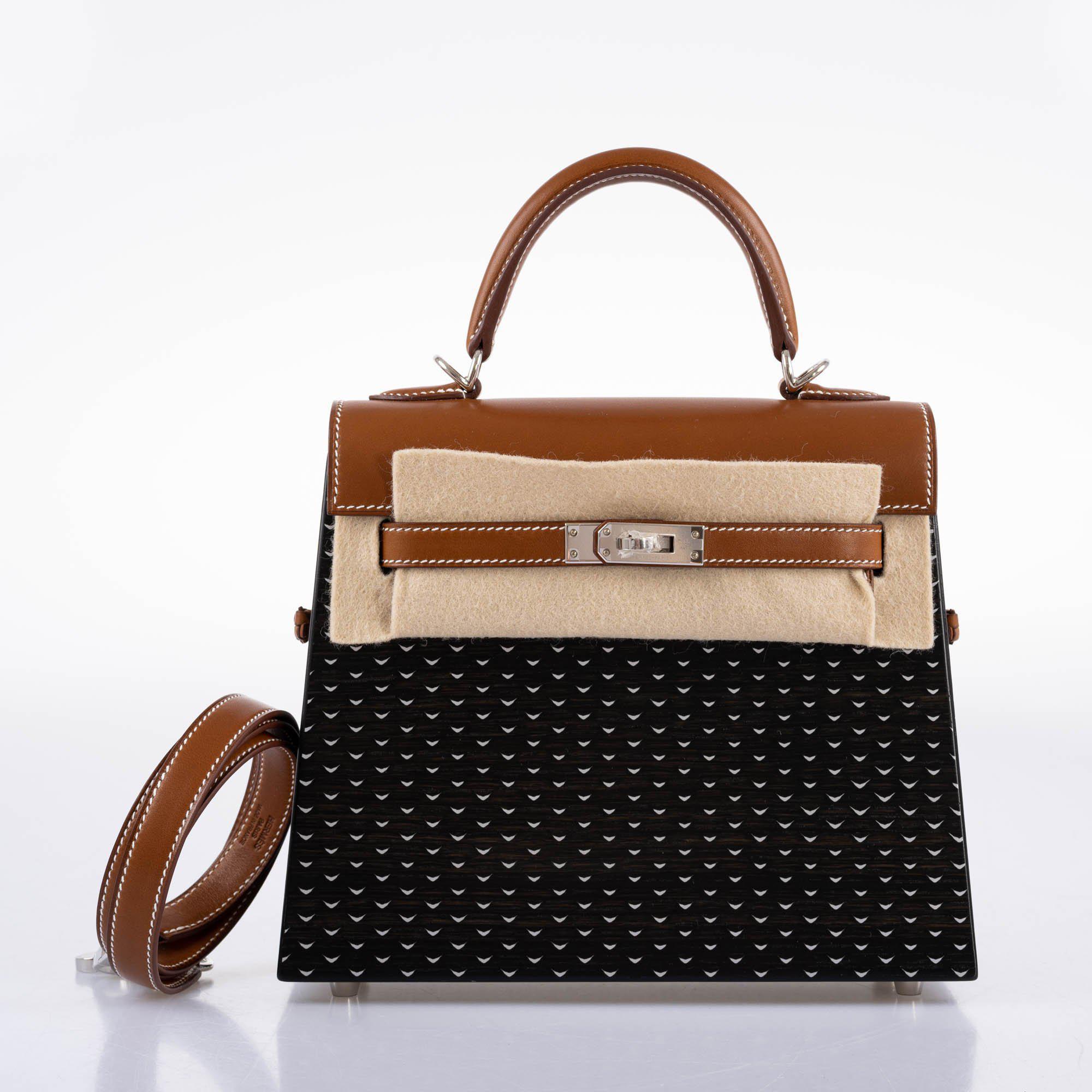 Hermès Kellywood 22 Bog Oak, Aluminum & Barenia Leather Palladium