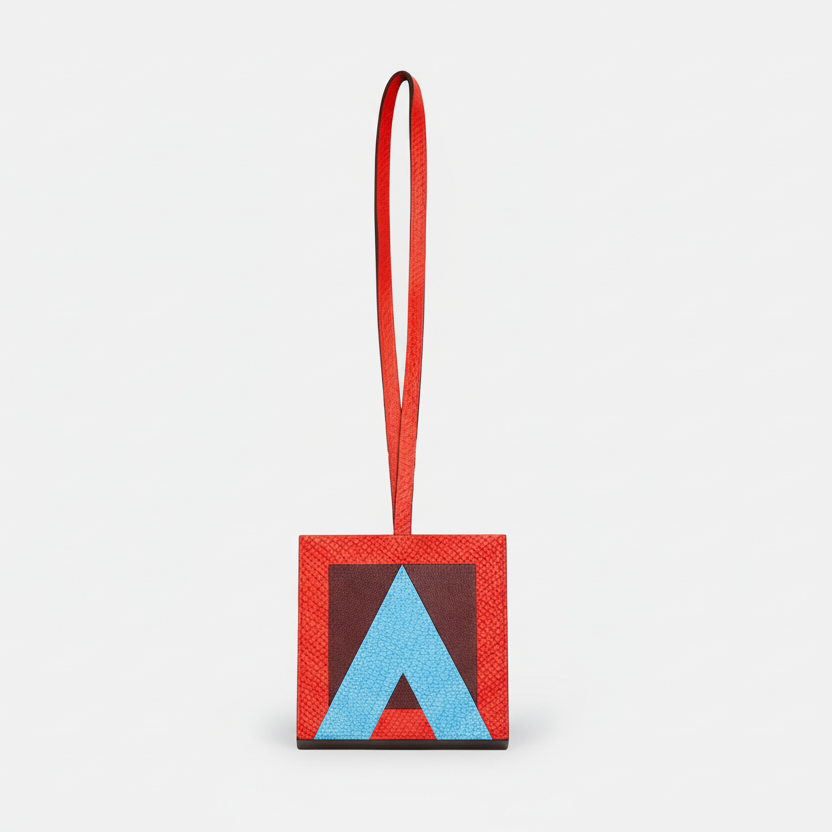 Hermès Lettre au Carré "A" Charm Rouge H/Capucine/Bleu Céleste