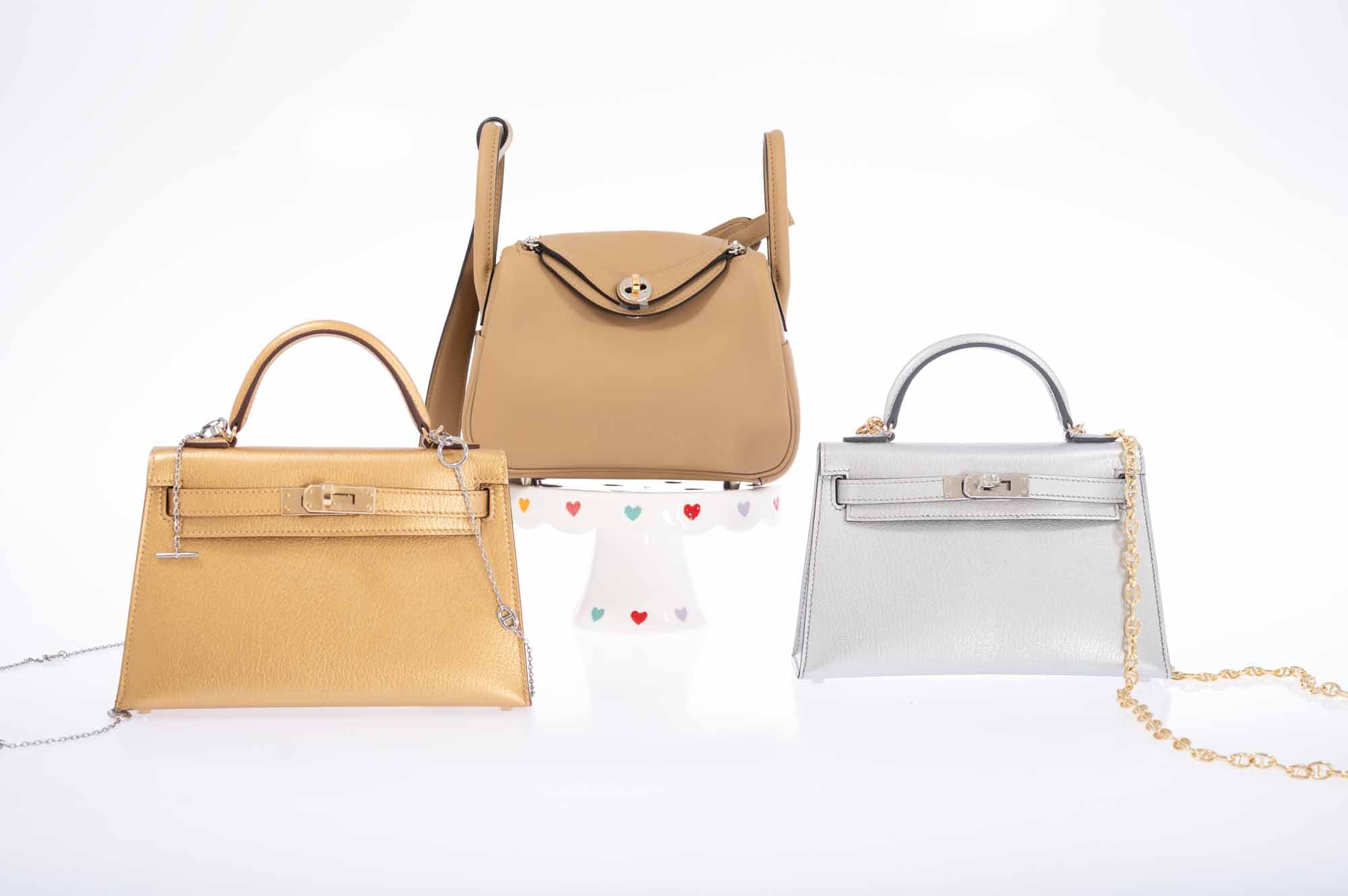 エルメス　ミニトレイ　「シエスタ」 Hermès Lindy Mini II Poussier Swift Electrum Hardware – JANEFINDS