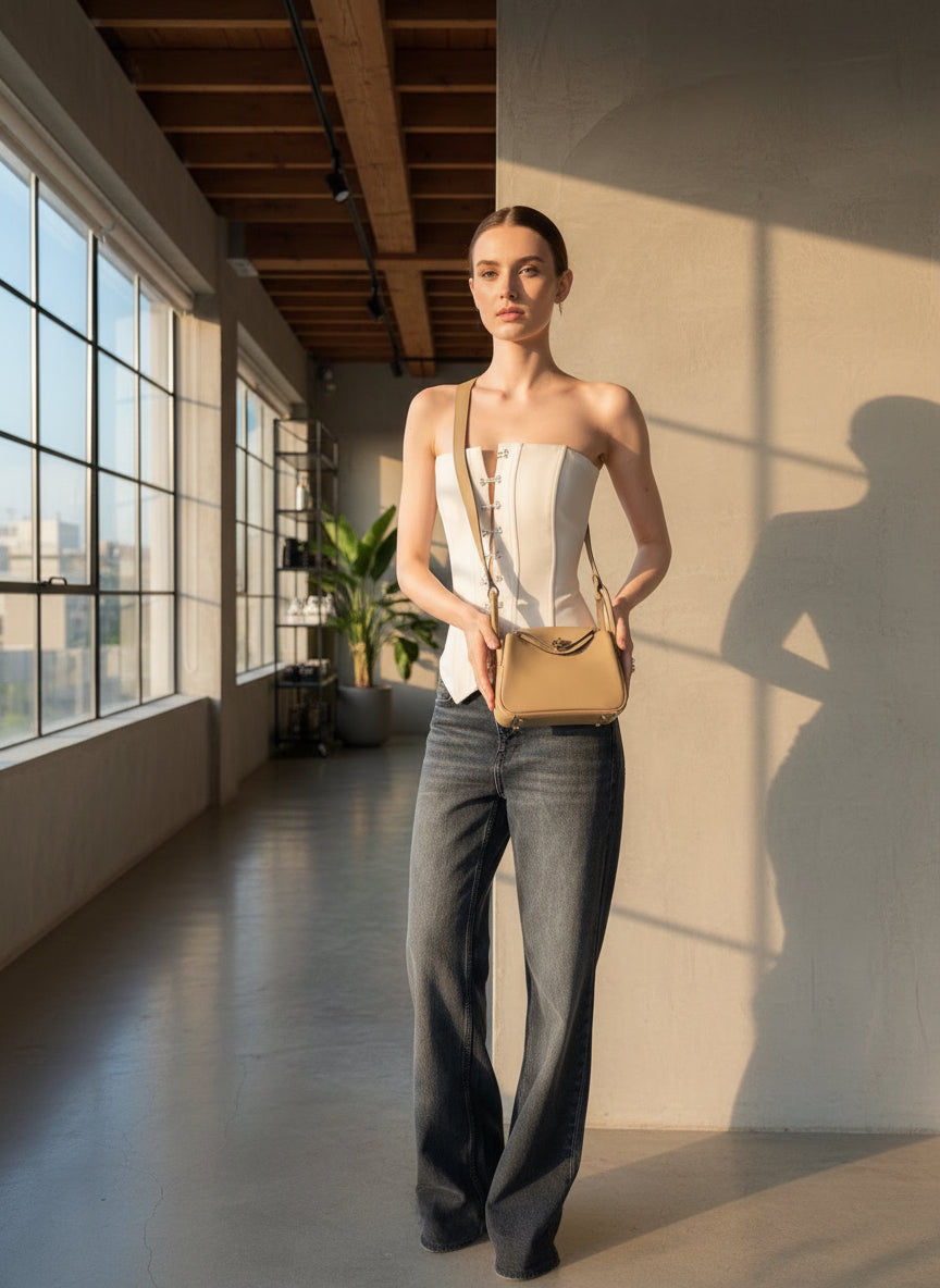 Hermès Lindy Mini II Poussier Swift Electrum Hardware