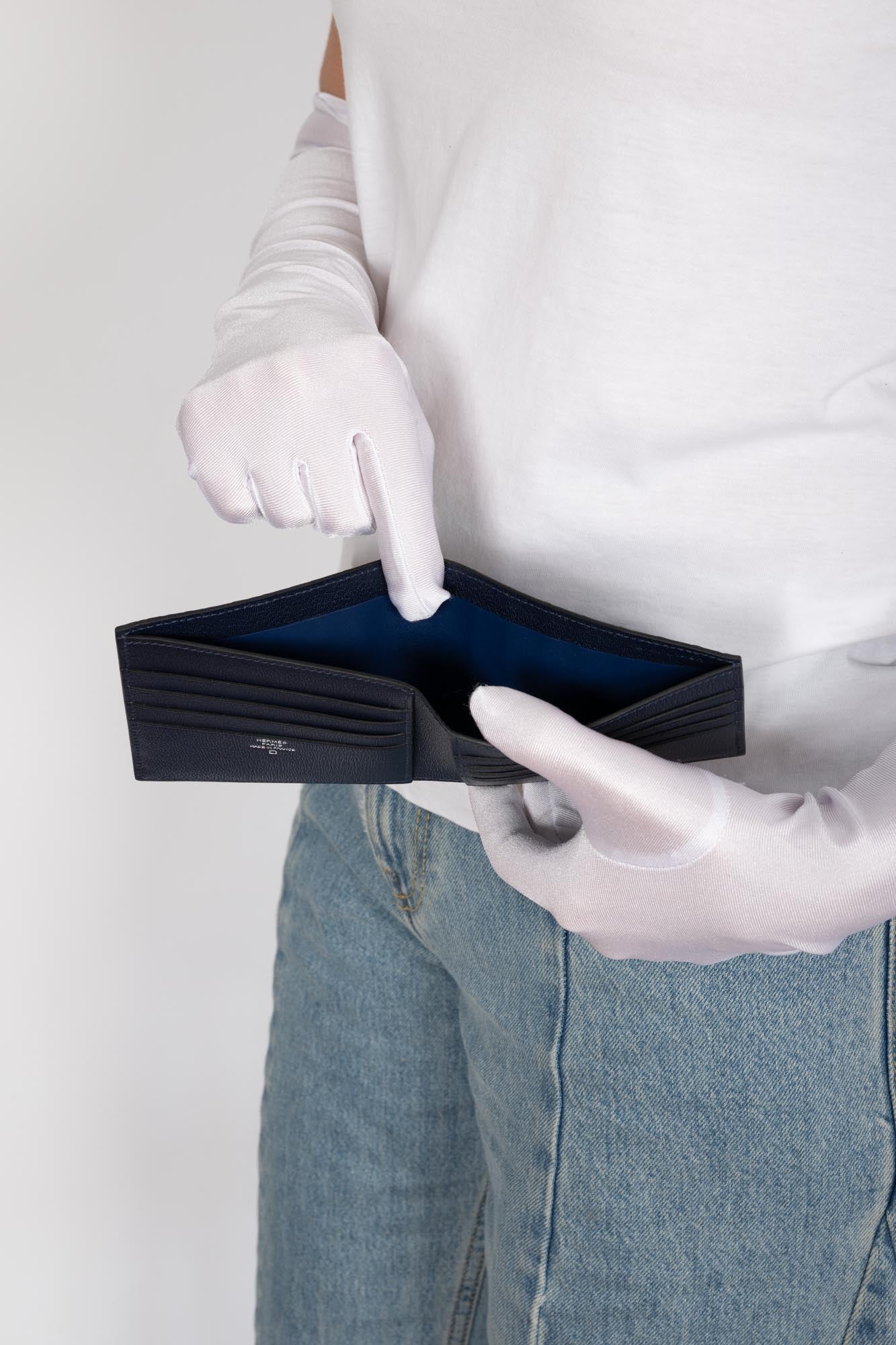 Hermès MC2 Bifold Wallet Matte Alligator Bleu Indigo