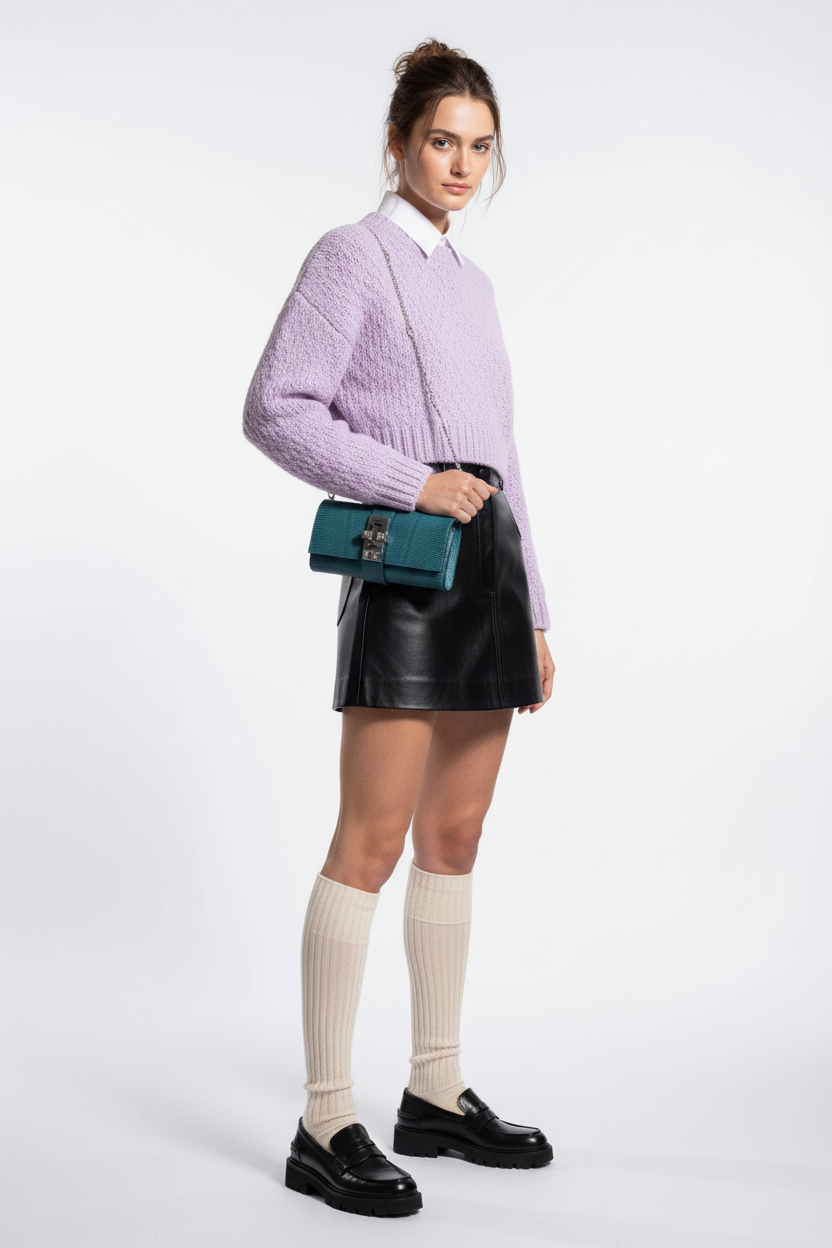Hermès Medor 23 Clutch Bleu Pétrole Lizard Palladium Hardware