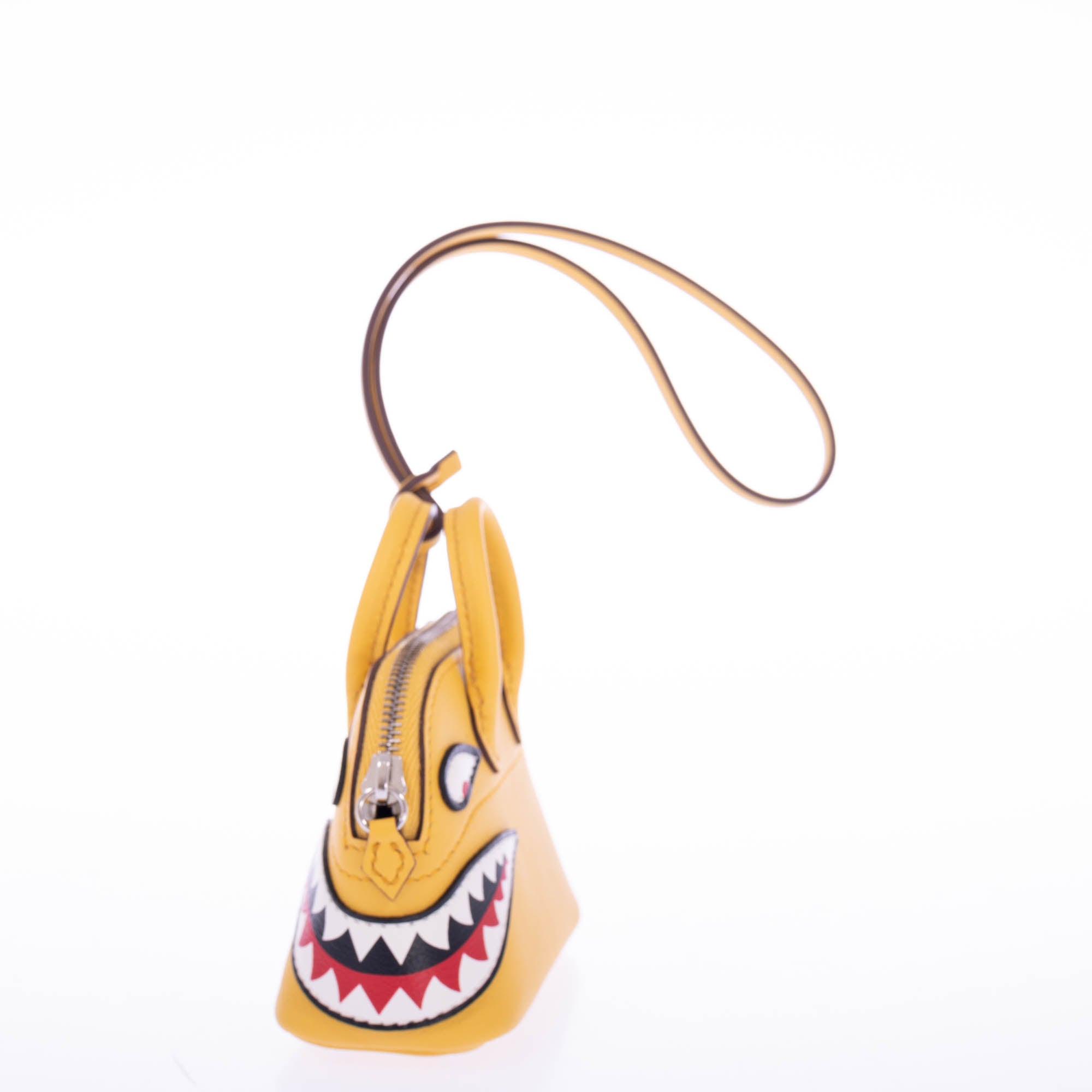 Hermès Micro Bolide Shark Bag Charm Sun Swift Palladium Hardware