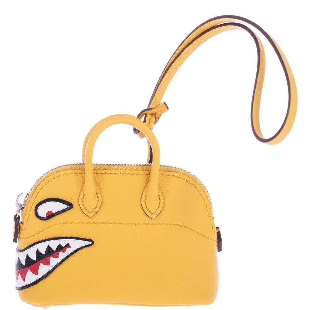 Hermès Micro Bolide Shark Bag Charm Sun Swift Palladium Hardware