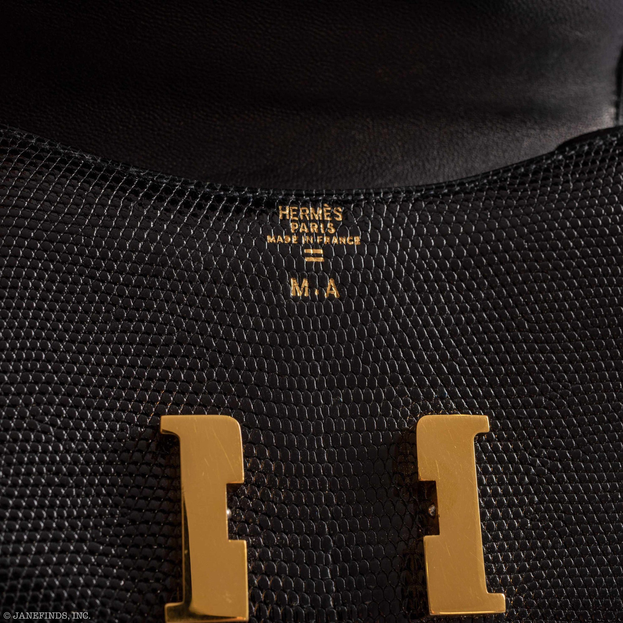 Hermès Micro Constance 14 Black Varanus Lizard with Gold Hardware