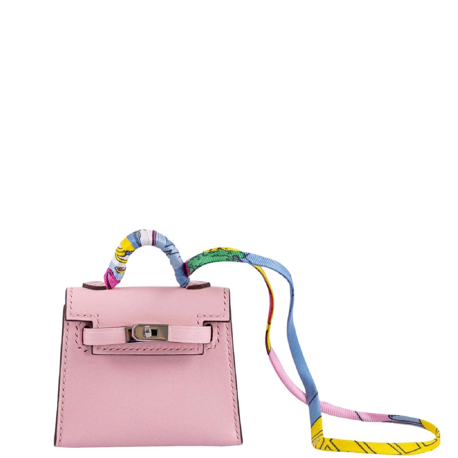 Hermès Micro Kelly Twilly Bag Charm Rose Sakura Tadelakt Palladium Hardware