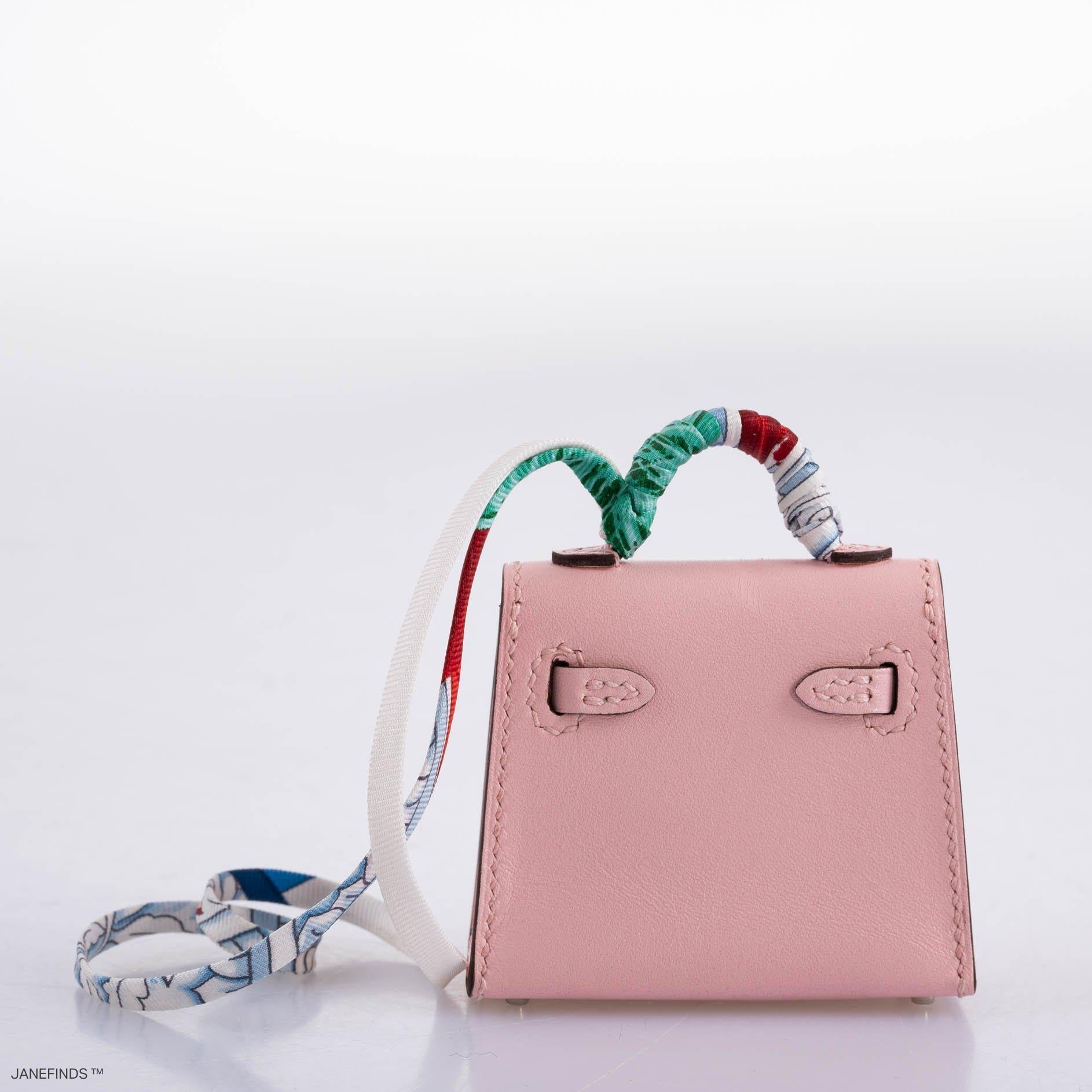 Hermès Micro Kelly Twilly Charm Rose Sakura Tadelakt Palladium Hardware