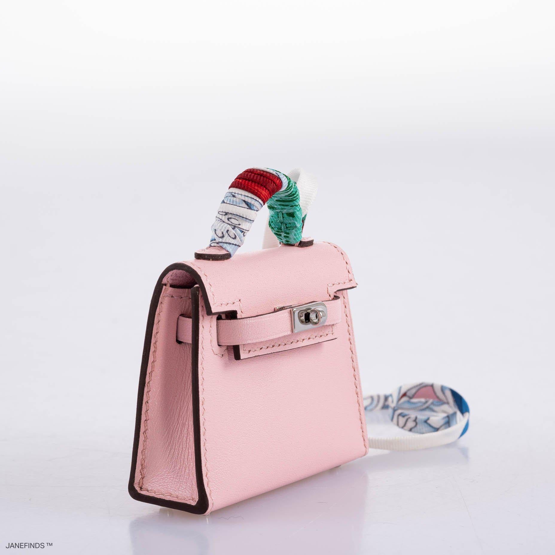 Hermès Micro Kelly Twilly Charm Rose Sakura Tadelakt Palladium Hardware