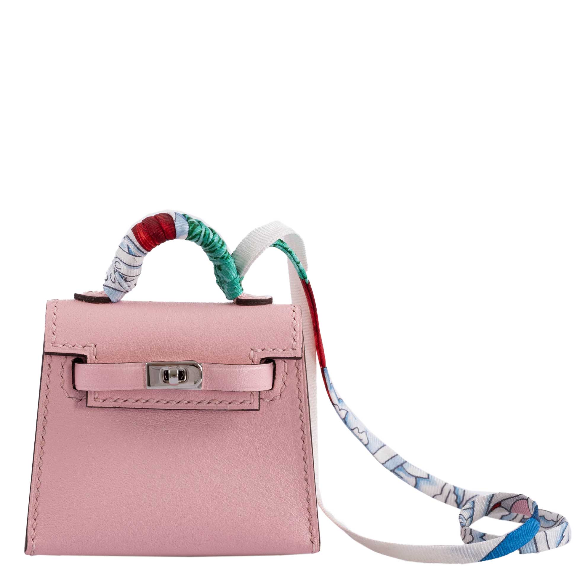 Hermès Micro Kelly Twilly Charm Rose Sakura Tadelakt Palladium Hardware