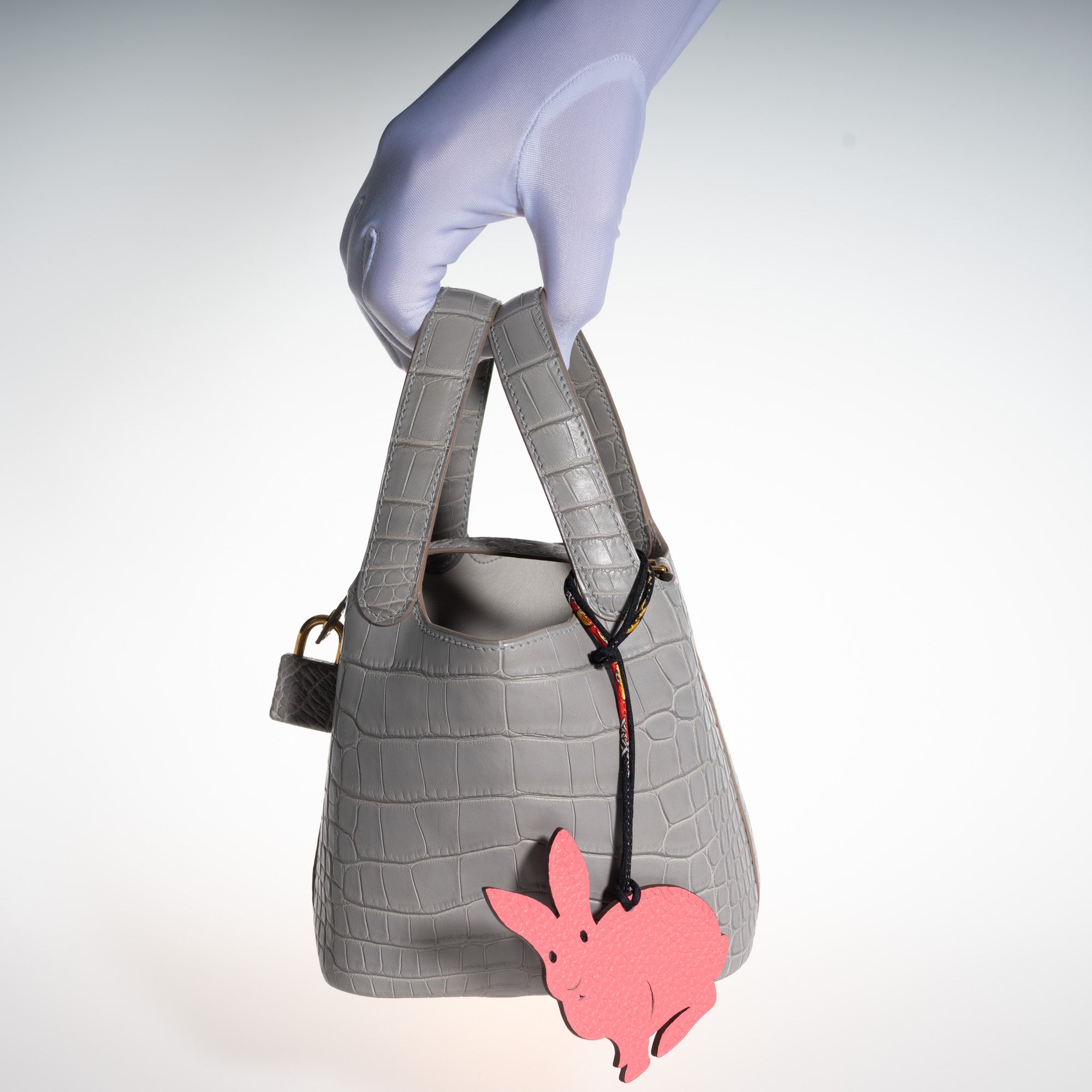 Hermès Micro Picotin Lock 14 Gris Perle Matte Alligator with Gold Hardware