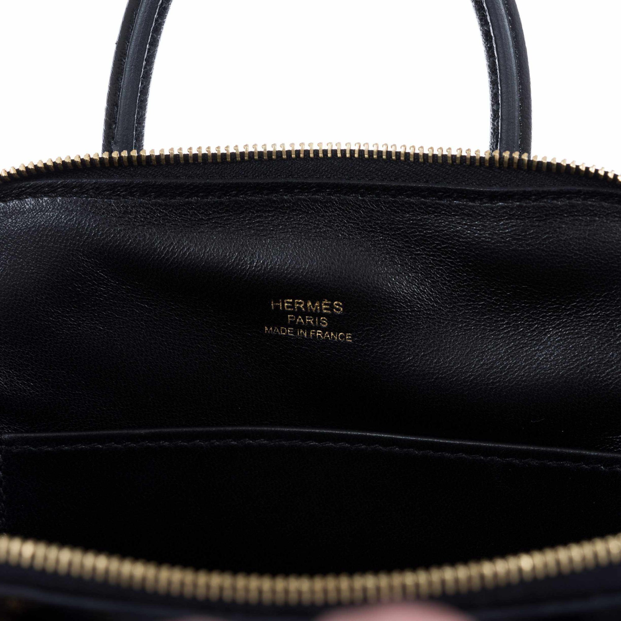 Hermès Mini Bolide 1923 Noir Mysore Chèvre Gold Hardware