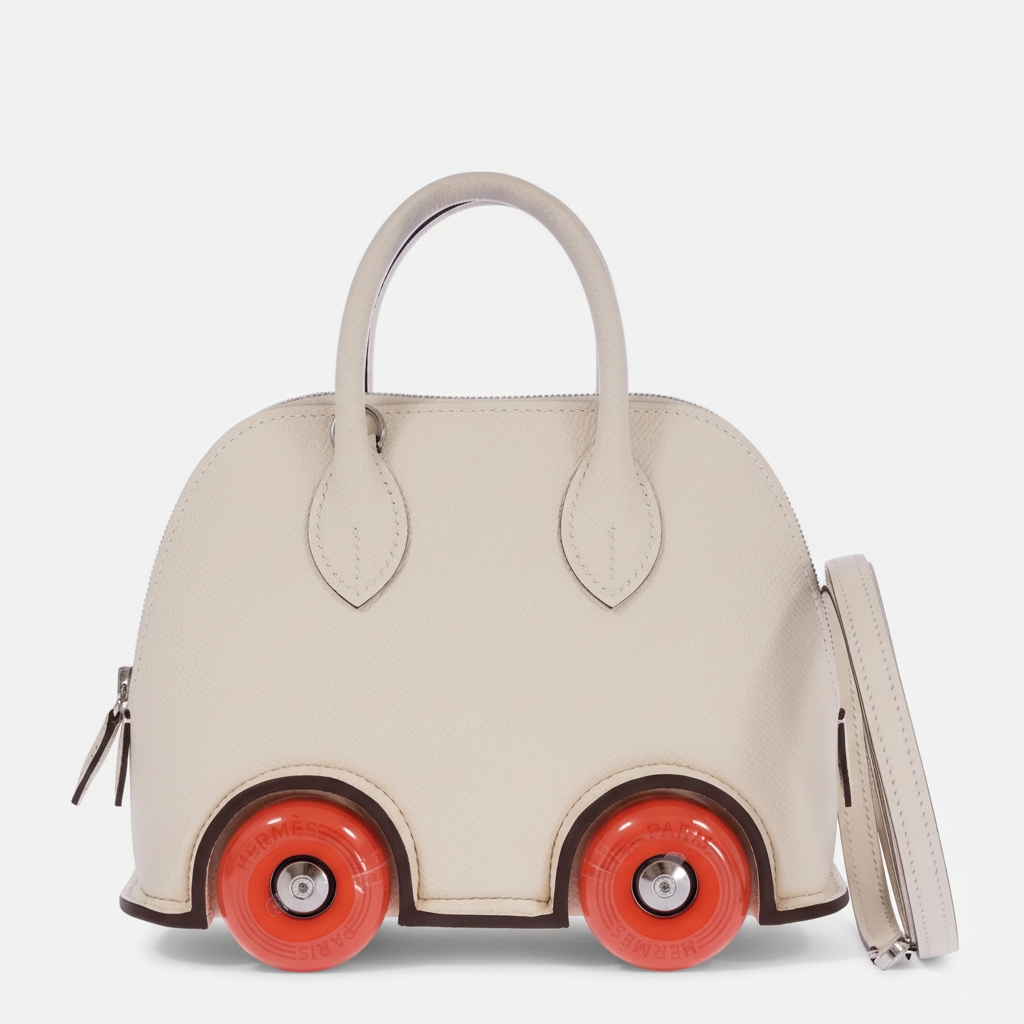 Hermès Mini Bolide 1923 On Wheels Craie Epsom Feu Wheels Palladium Hardware