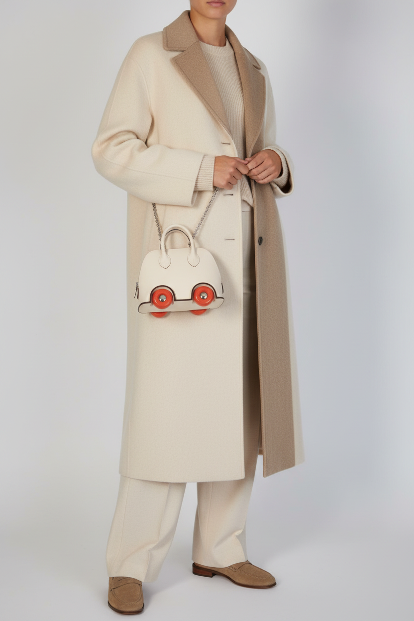 Hermès Mini Bolide 1923 On Wheels Craie Epsom Feu Wheels Palladium Hardware