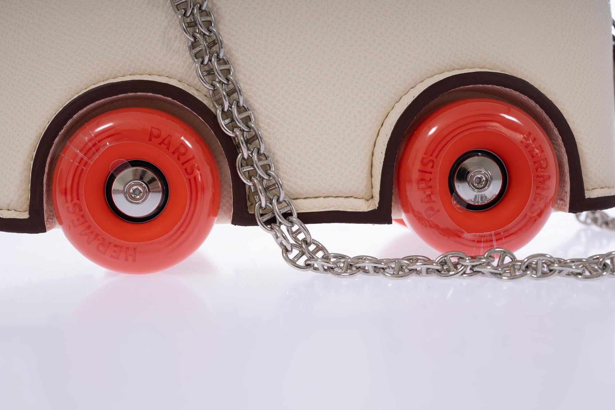Hermès Mini Bolide 1923 On Wheels Craie Epsom Feu Wheels Palladium Hardware